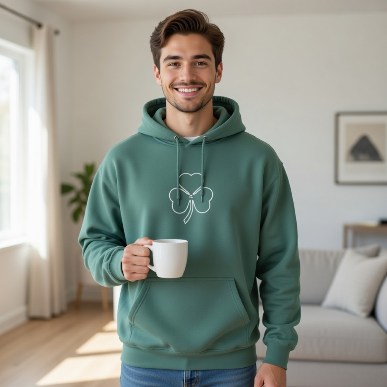 Alpha Shamrock Hoodie – Garment-Dyed Relaxed Clover Pullover