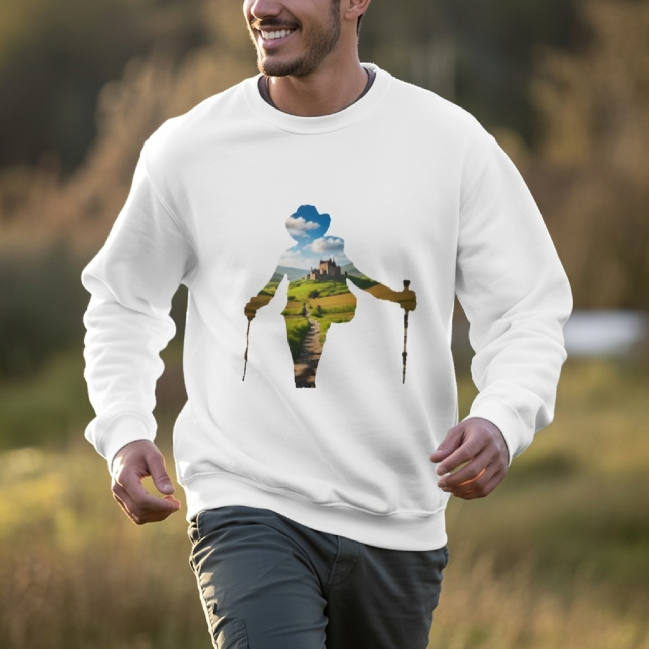 Legend of Poncho the Hiker Sweatshirt – Garment-Dyed Landscape Crewneck