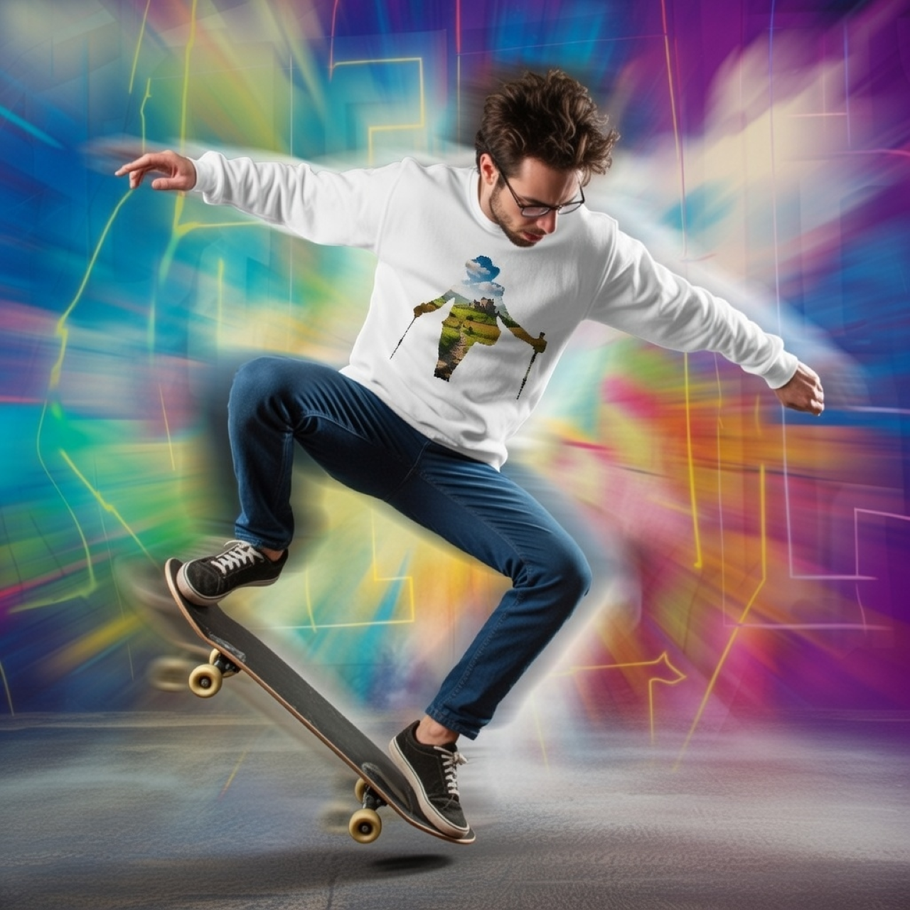 Legend of Poncho the Hiker Sweatshirt – Garment-Dyed Landscape Crewneck product thumbnail image