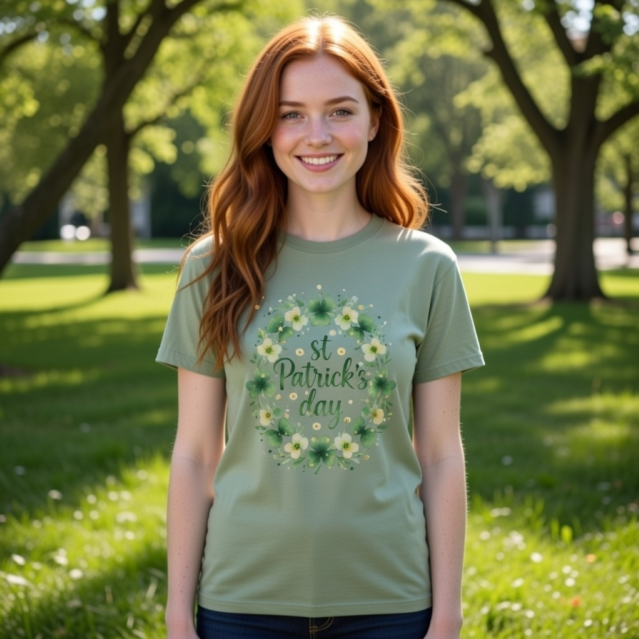 Sparkly Shamrock Wreath Tee – Garment-Dyed St. Patrick’s Day T-Shirt product thumbnail image Sparkly Shamrock Wreath Tee – Garment-Dyed St. Patrick’s Day T-Shirt product thumbnail image