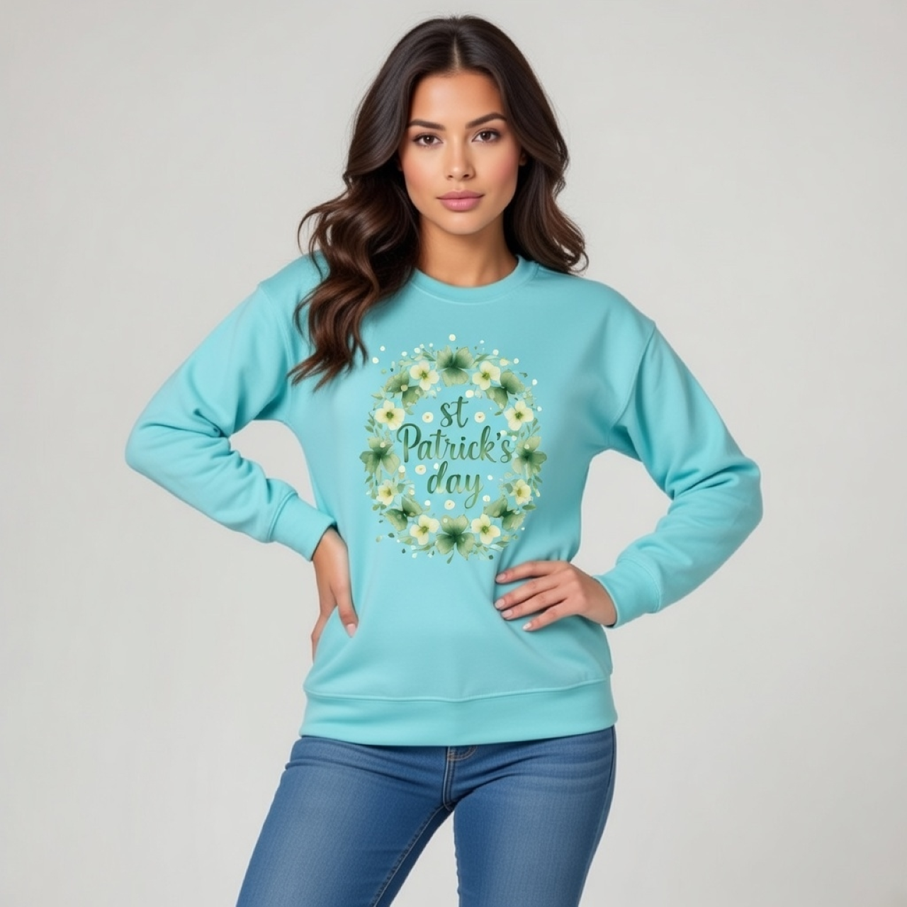 Sparkly Shamrock Wreath Sweatshirt – St. Patrick’s Day Cozy Wear