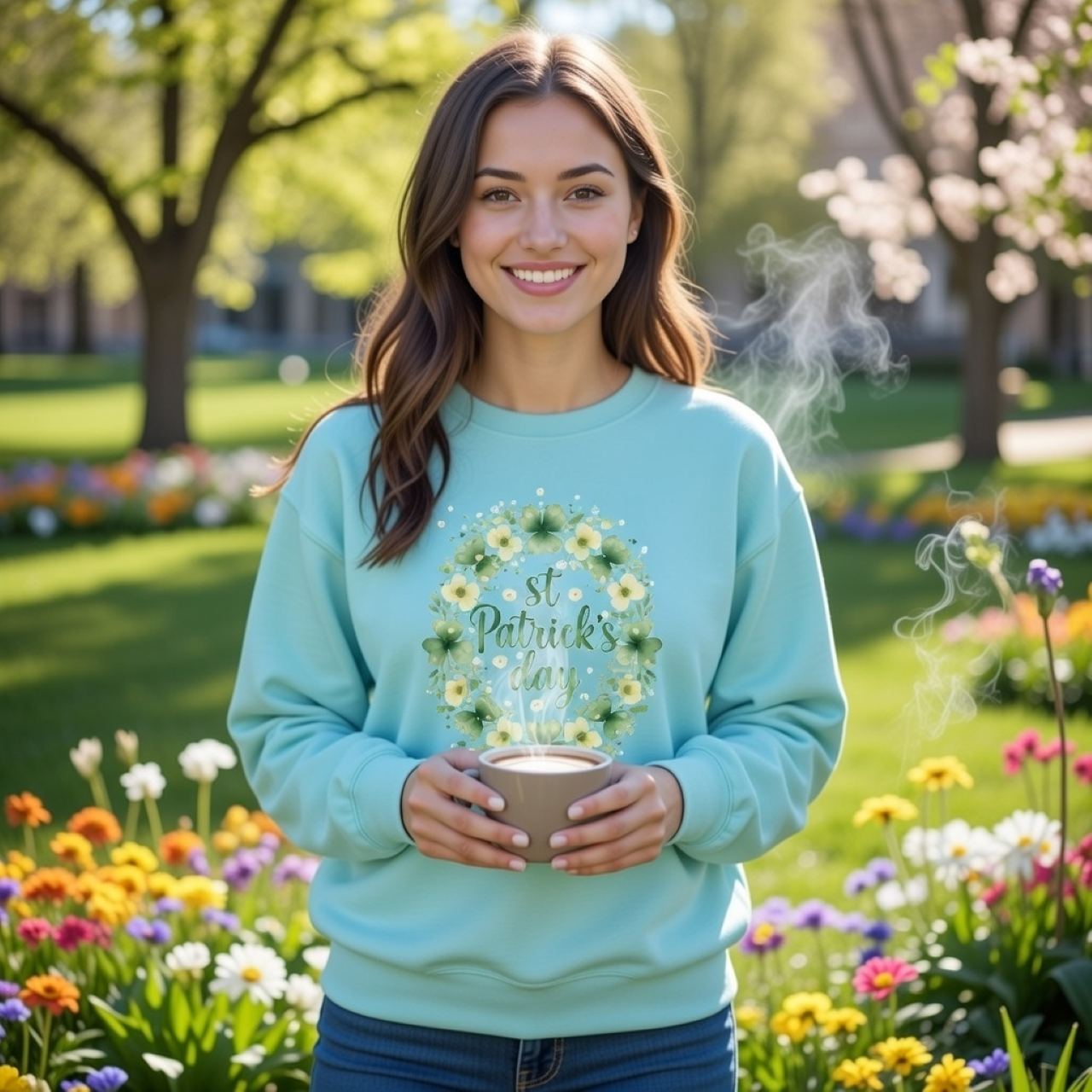 Sparkly Shamrock Wreath Sweatshirt – St. Patrick’s Day Cozy Wear product thumbnail image Sparkly Shamrock Wreath Sweatshirt – St. Patrick’s Day Cozy Wear product thumbnail image