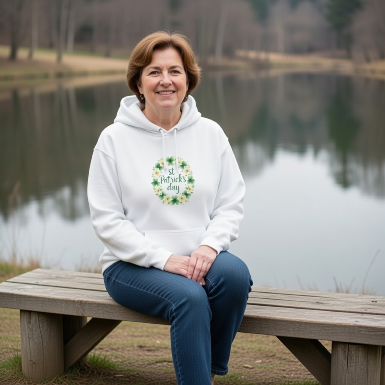 St. Patrick’s Day Sparkly Shamrock Wreath Hoodie – Cozy & Festive Spring wear product thumbnail image St. Patrick’s Day Sparkly Shamrock Wreath Hoodie – Cozy & Festive Spring wear product thumbnail image