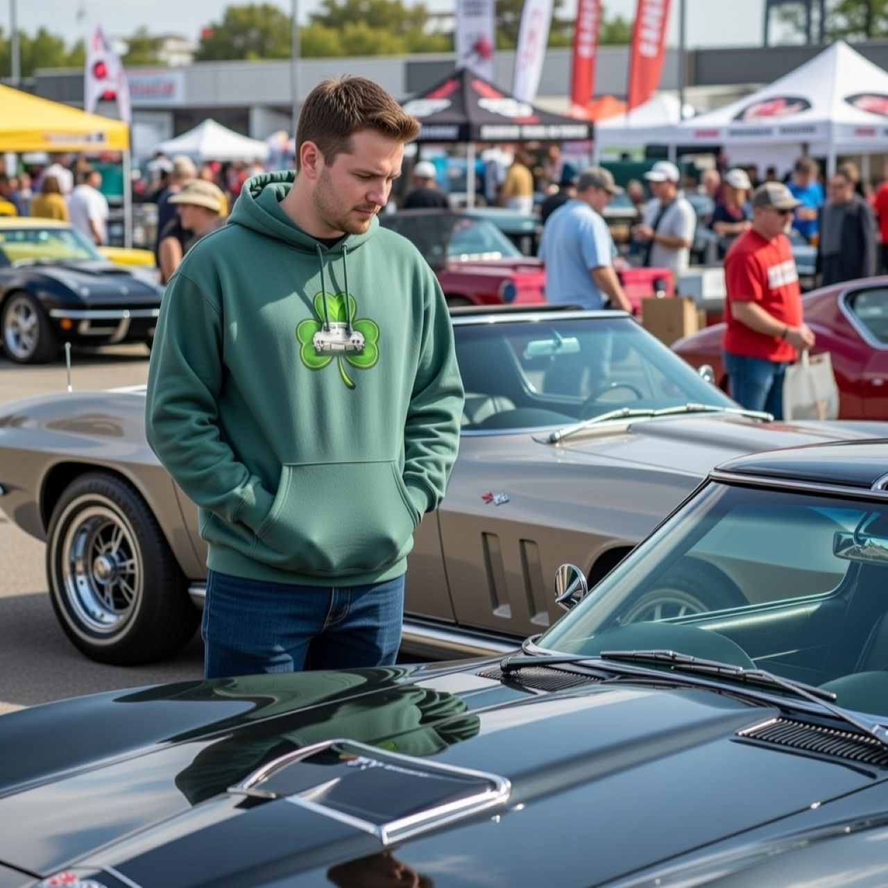 Lucky 65 Corvette Split Window St. Patrick’s Day Hoodie – Cozy, Lucky, and Classic product thumbnail image Lucky 65 Corvette Split Window St. Patrick’s Day Hoodie – Cozy, Lucky, and Classic product thumbnail image