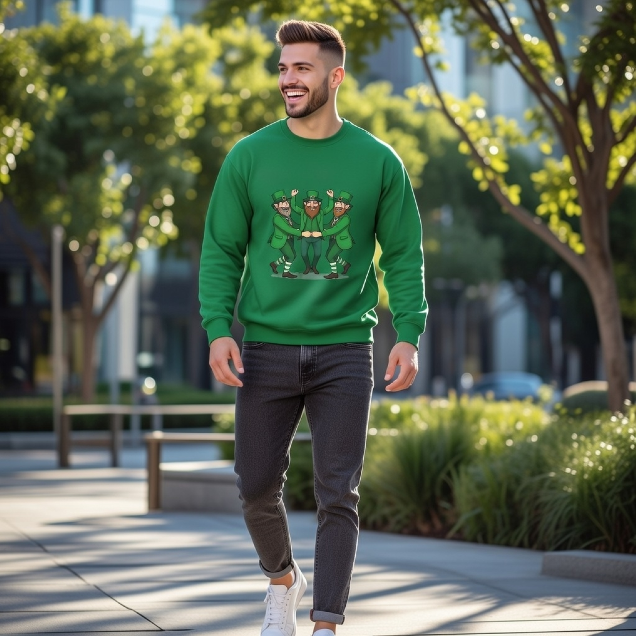 Bridge Dancers St. Patrick’s Day Sweatshirt – Irish Leprechaun Crewneck product thumbnail image Bridge Dancers St. Patrick’s Day Sweatshirt – Irish Leprechaun Crewneck product thumbnail image