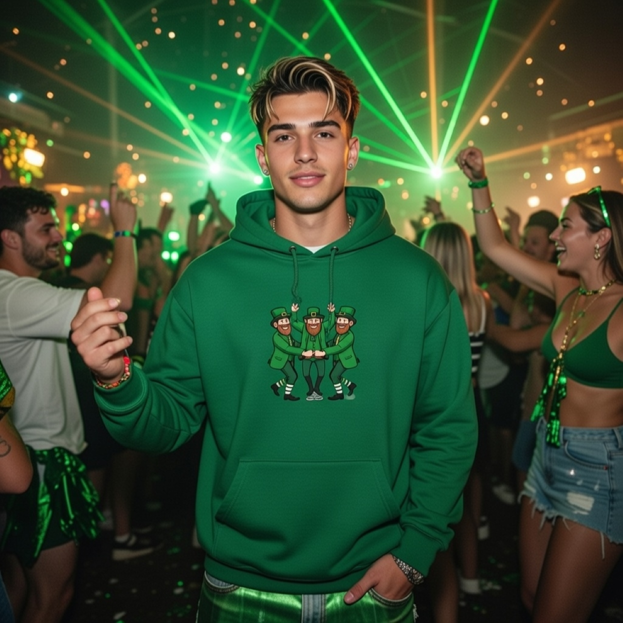 Bridge Dancers St. Patrick’s Day Hoodie – Irish Leprechaun Pullover product thumbnail image