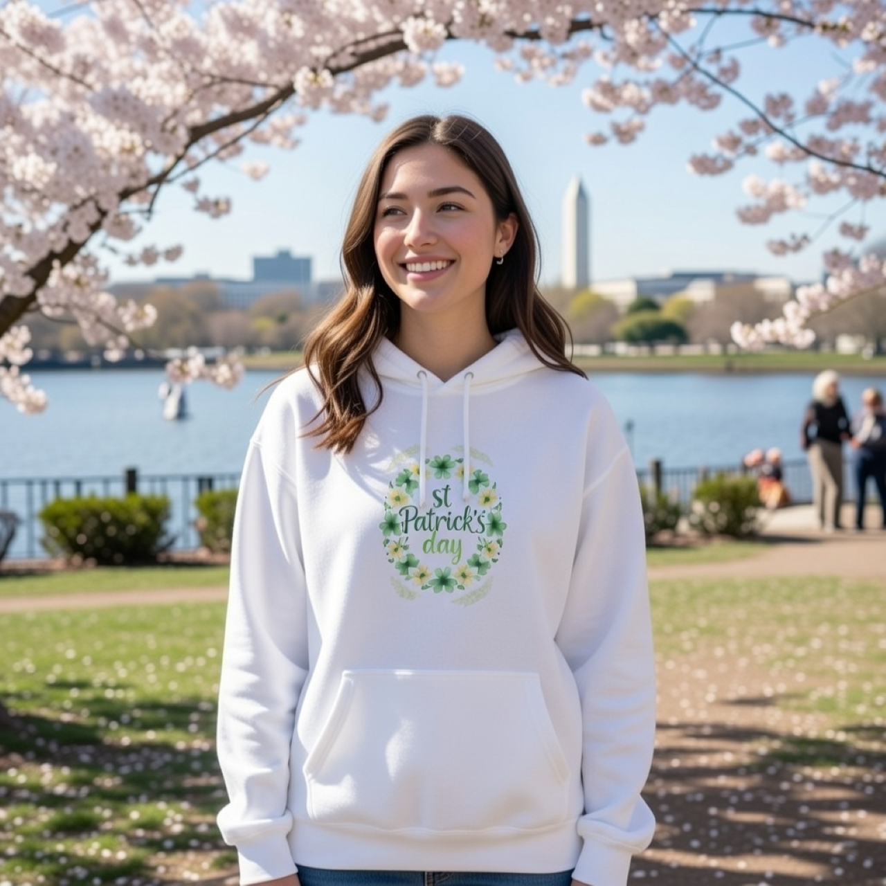 St. Patrick’s Day Shamrock Wreath Hoodie – Irish Holiday Pullover— 'St Patrick's Day' Green Shamrock Wreath product thumbnail image