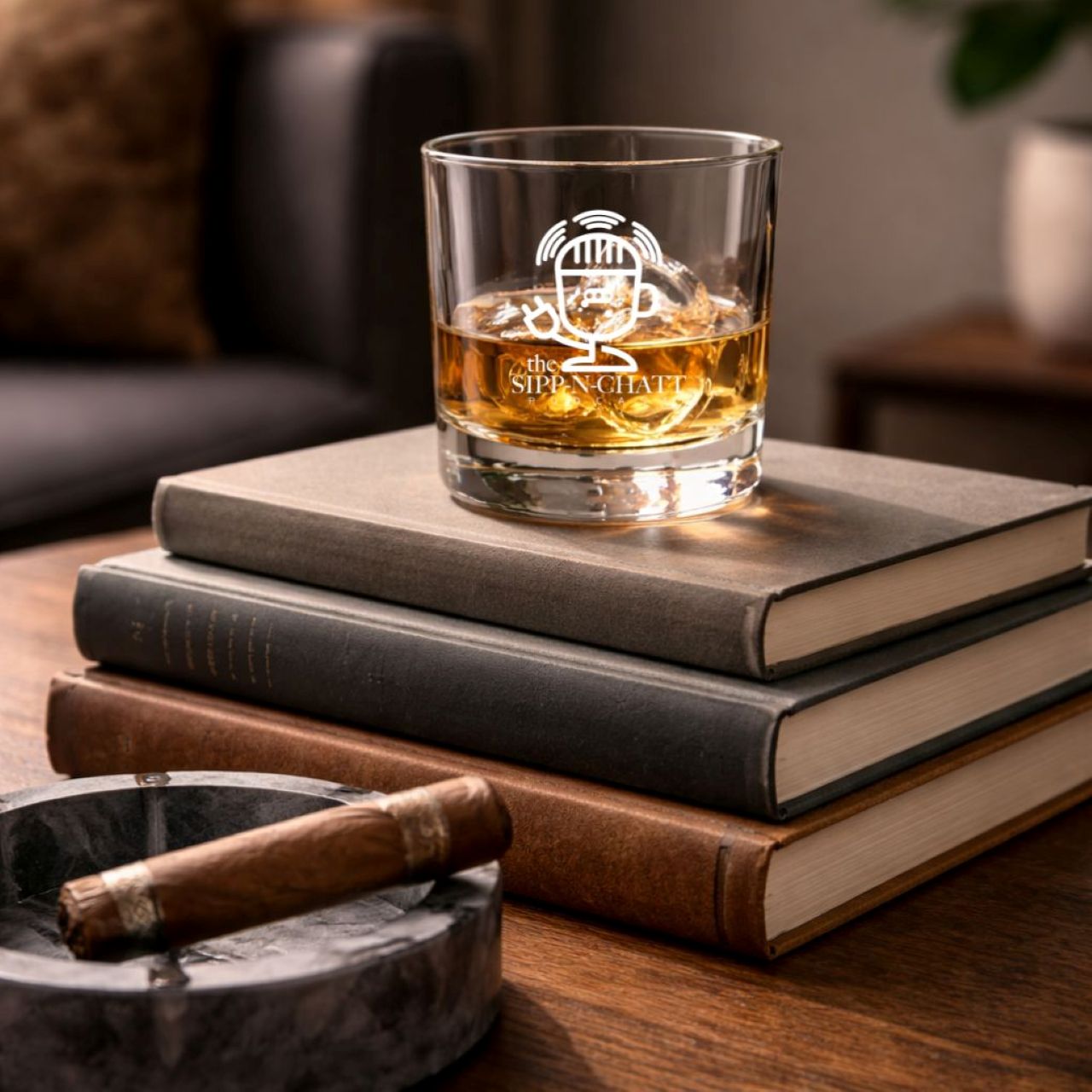 Sipp-N-Chatt 10oz Rocks Glass – White Logo product thumbnail image Sipp-N-Chatt 10oz Rocks Glass – White Logo product thumbnail image