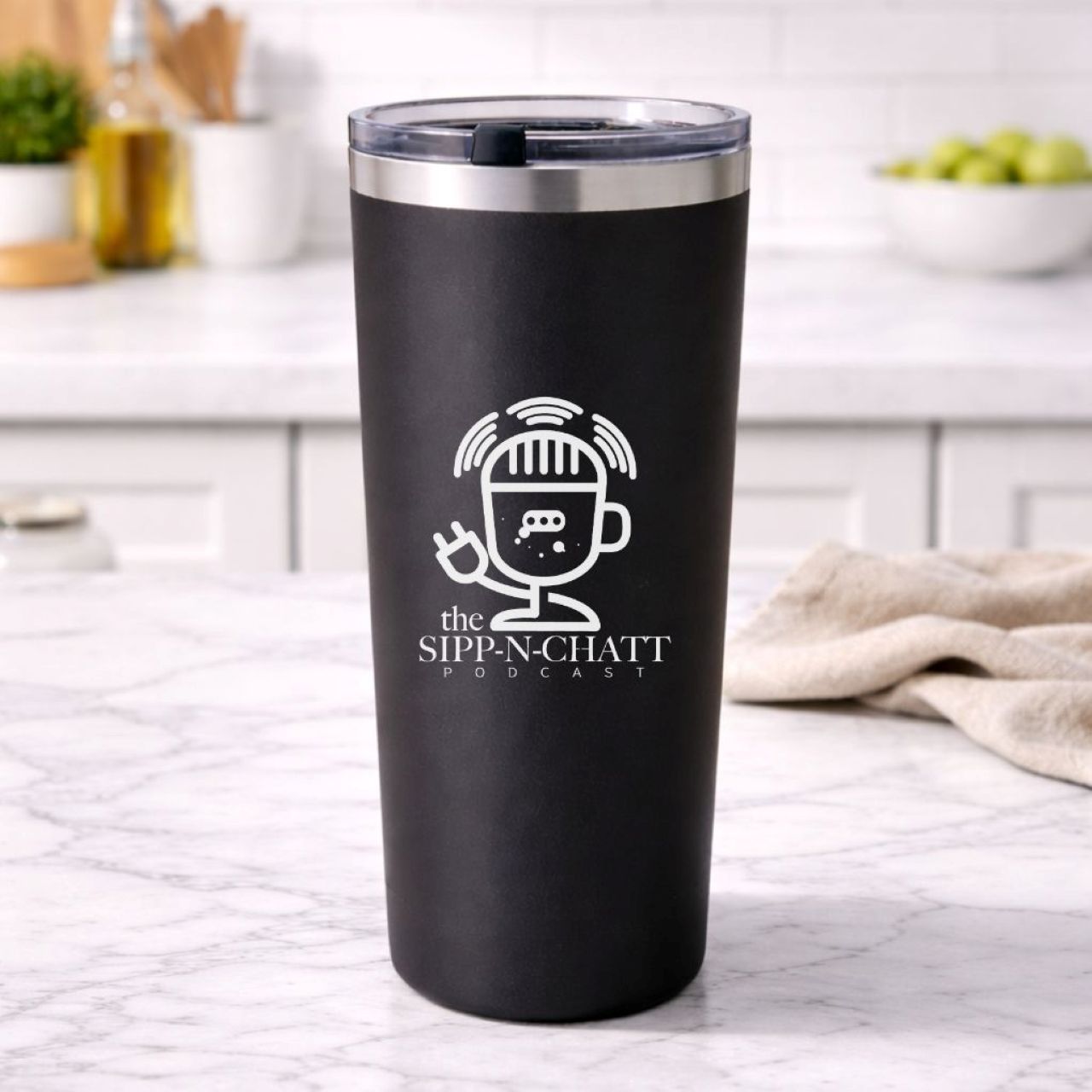 Sipp-N-Chatt Copper Vacuum Insulated Tumbler – White Logo