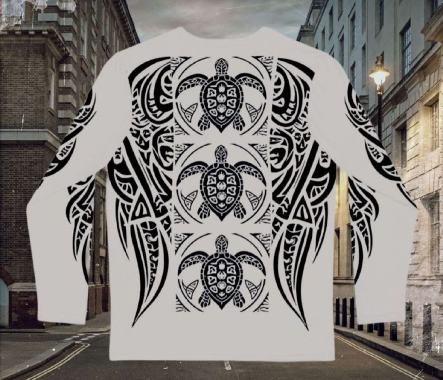 Tribal Honu Long Sleeve Shirt — Hawaiian Turtle with Tribal Wings product thumbnail image Tribal Honu Long Sleeve Shirt — Hawaiian Turtle with Tribal Wings product thumbnail image