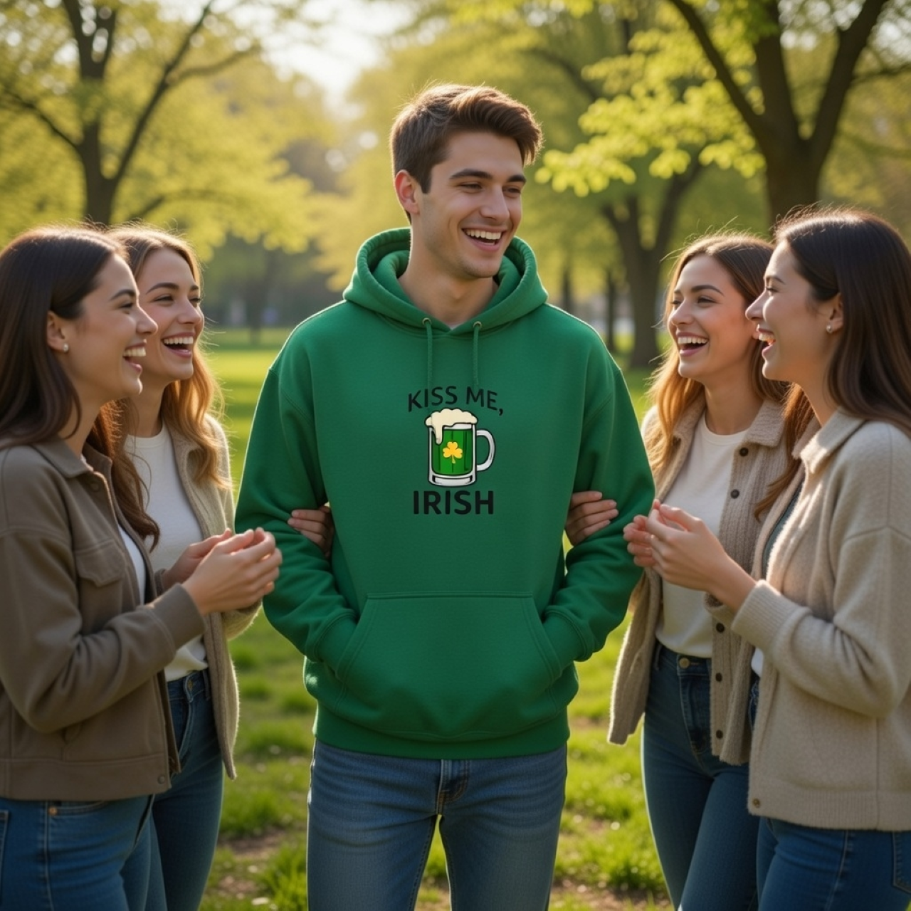 Kiss Me, Irish Hoodie — St. Patrick’s Day Beer Mug Sweatshirt