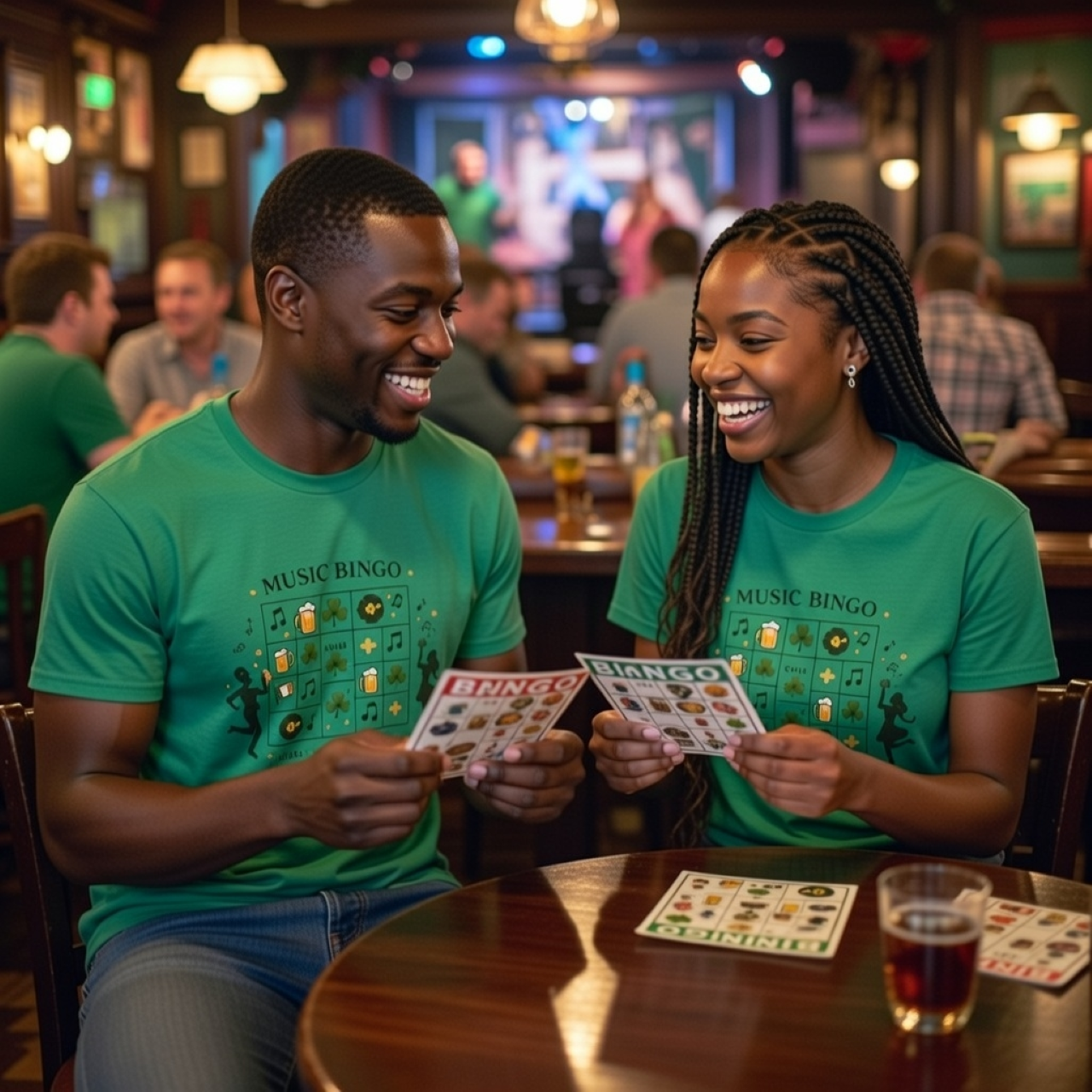 Music Bingo “Play. Listen. Lucky.” Tee – St. Patrick’s Day Minimalist Graphic Shirt product thumbnail image