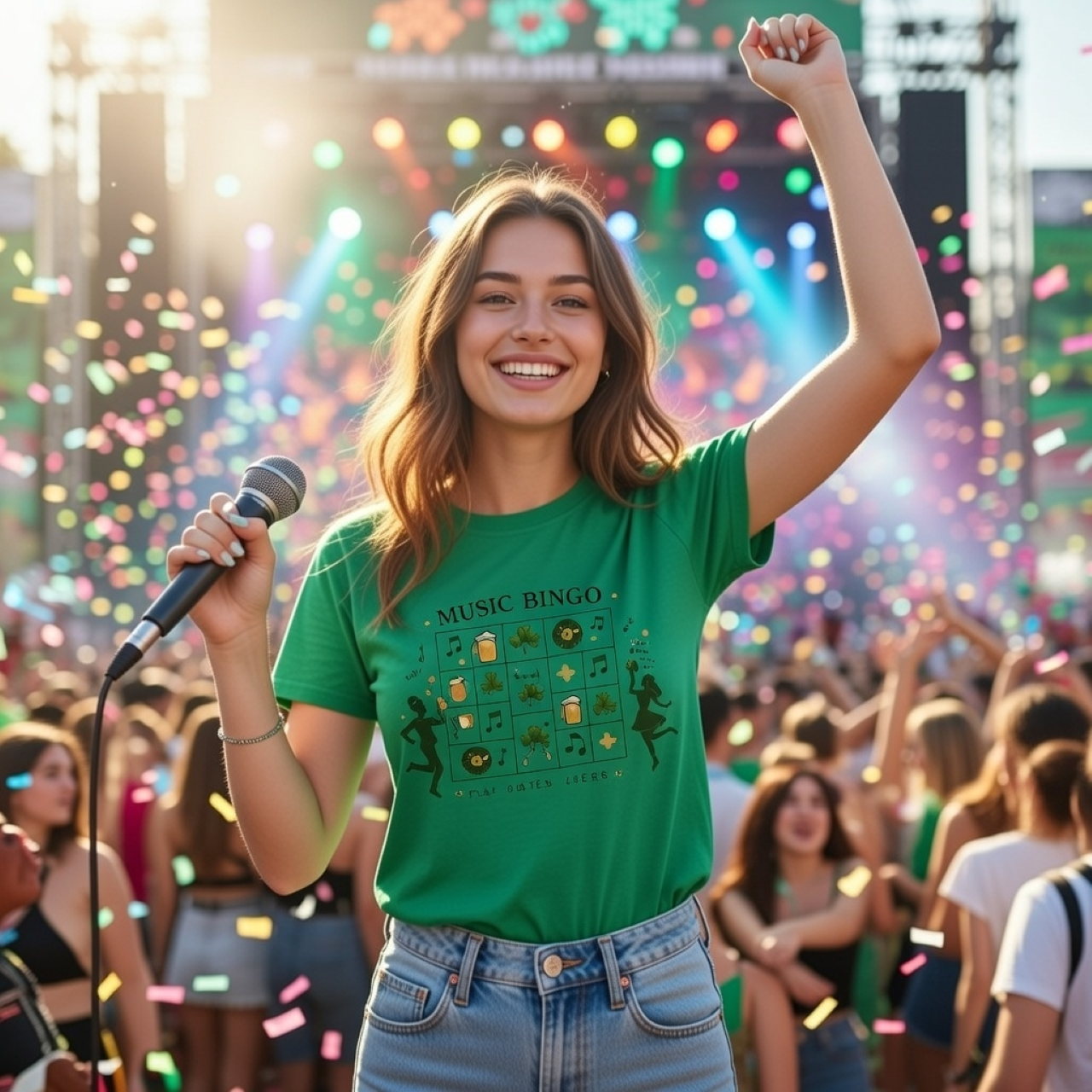 Music Bingo “Play. Listen. Lucky.” Tee – St. Patrick’s Day Minimalist Graphic Shirt product thumbnail image Music Bingo “Play. Listen. Lucky.” Tee – St. Patrick’s Day Minimalist Graphic Shirt product thumbnail image