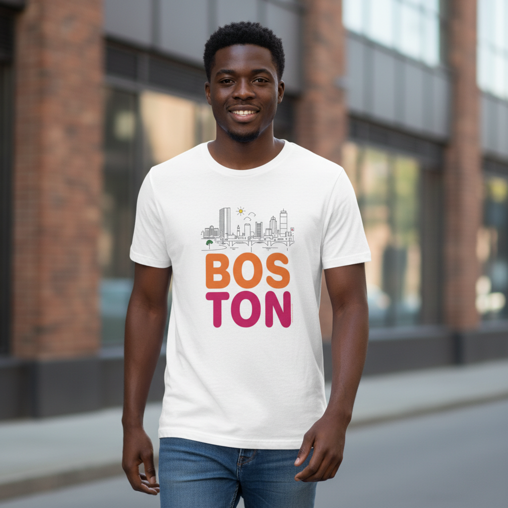 Boston Cityscape Short Sleeve Tee - Museum Style Minimalist Modern Skyline - FREE SHIPPING. product thumbnail image Boston Cityscape Short Sleeve Tee - Museum Style Minimalist Modern Skyline - FREE SHIPPING. product thumbnail image