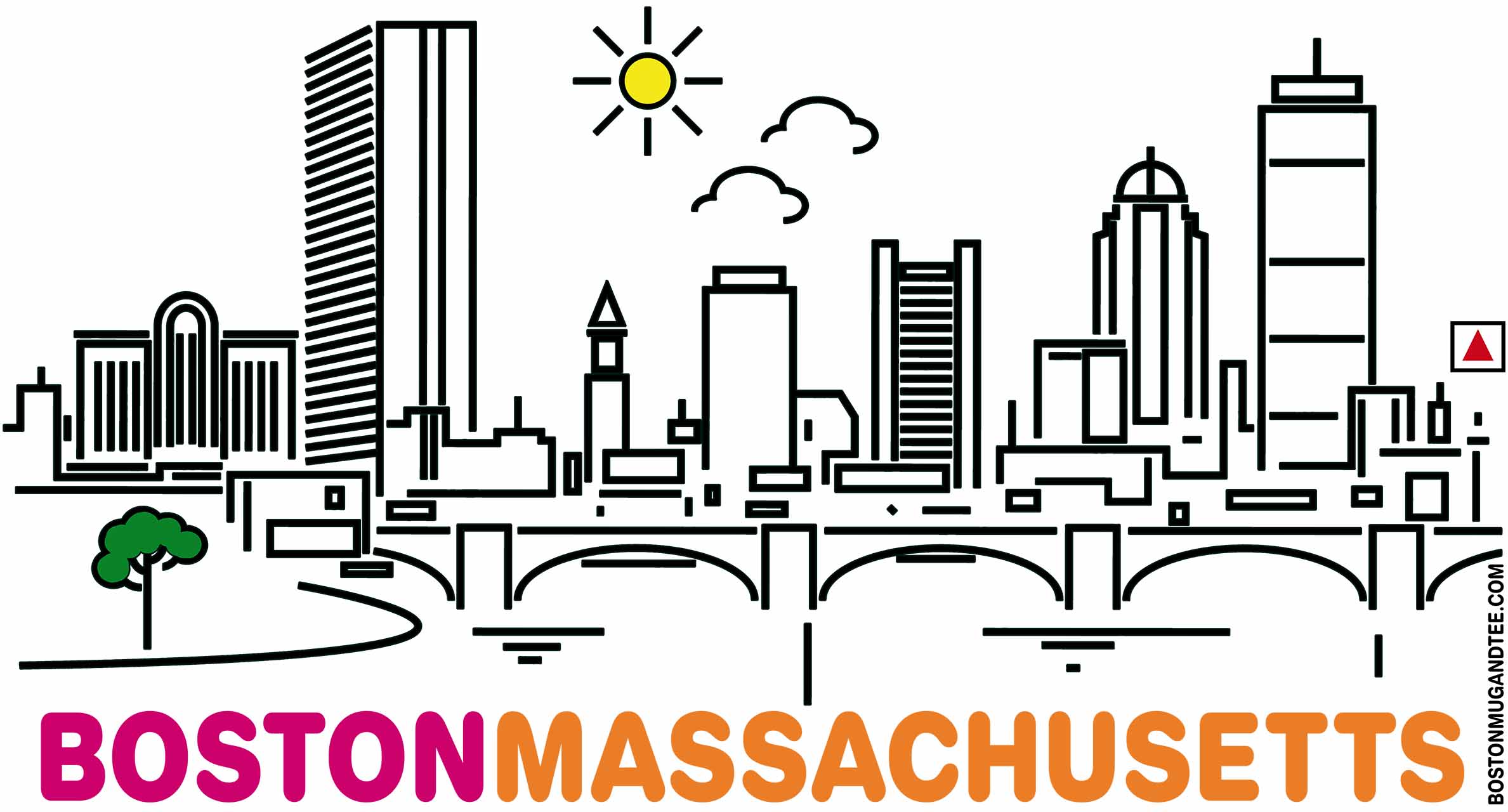 Boston MA Minimalist Skyline 15oz Ceramic Mug | Museum-Style Design | Boston Gift product thumbnail image