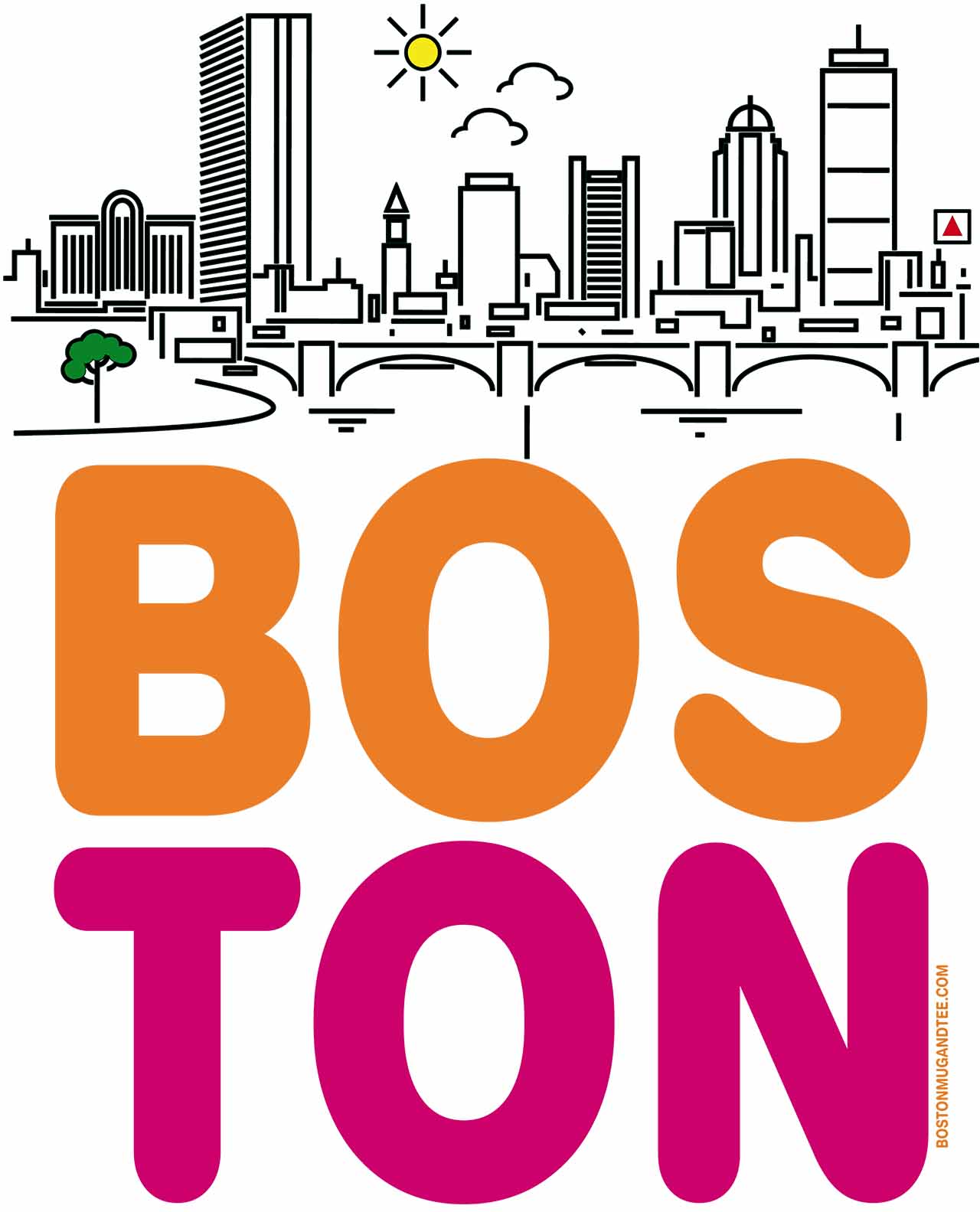 Boston MA Minimalist Skyline 15oz Ceramic Mug | Museum-Style Design product thumbnail image