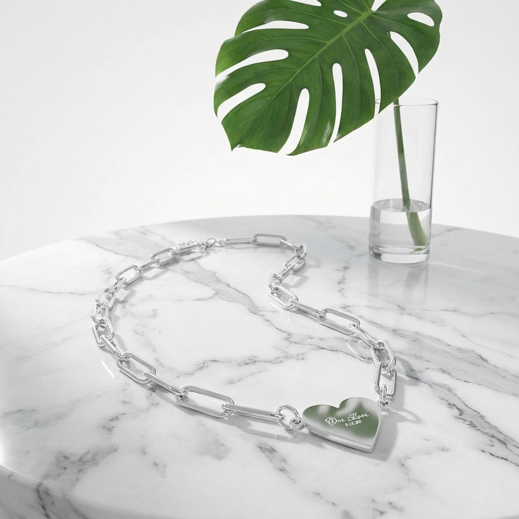 Personalized Heart Necklace for Mom – Custom Engraved Rose Gold Pendant – Gift for Daughter, Wife, Girlfriend – Minimalist Name Jewelry product thumbnail image