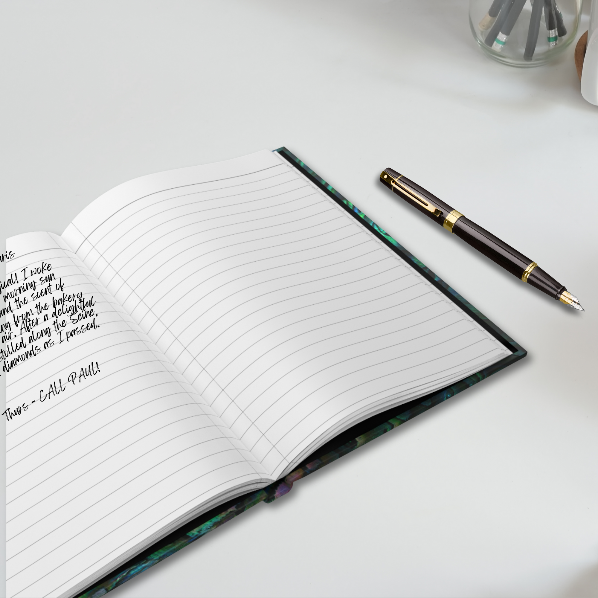 Personalized gap year travel journal with abalone paua shell patterned cover product thumbnail image Personalized gap year travel journal with abalone paua shell patterned cover product thumbnail image