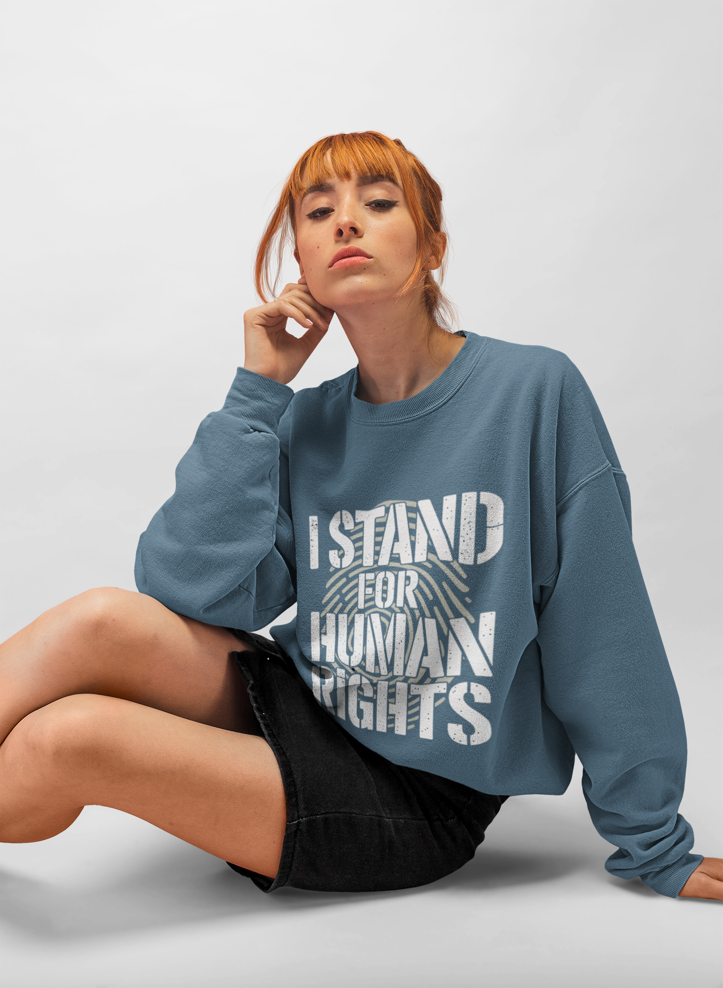 Human Rights Crewneck Sweatshirt — "I Stand for Human Rights" Statement Pullover product thumbnail image