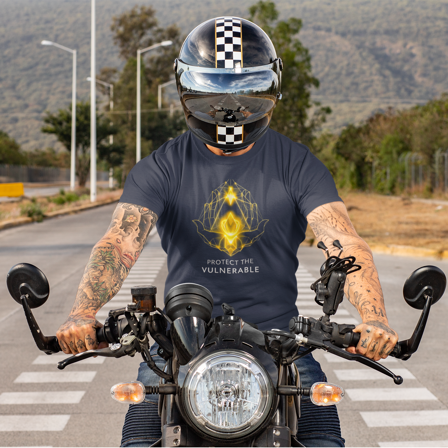 Protect the Vulnerable T-Shirt — Golden Praying Hands Charity Tee product thumbnail image