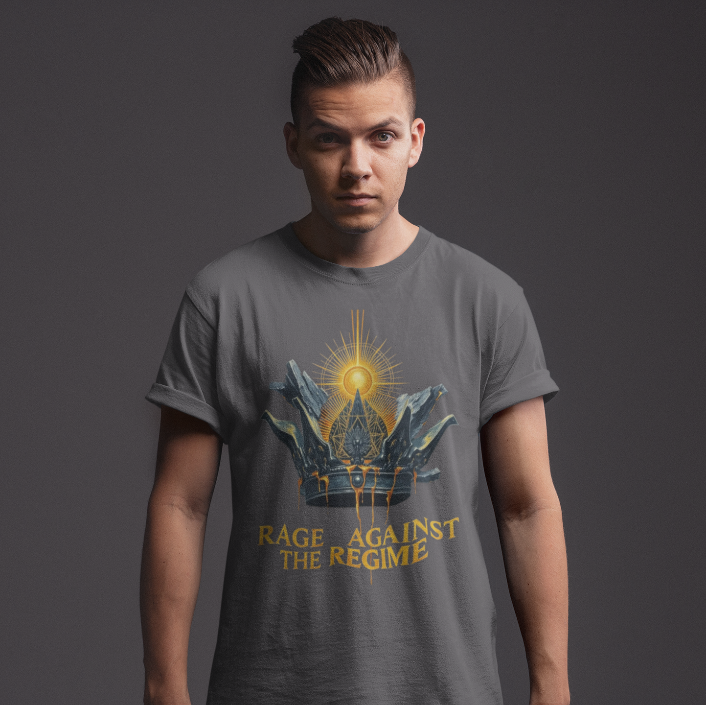 T‑Shirt — "Rage Against the Regime" Neon Crown Graphic Tee product thumbnail image