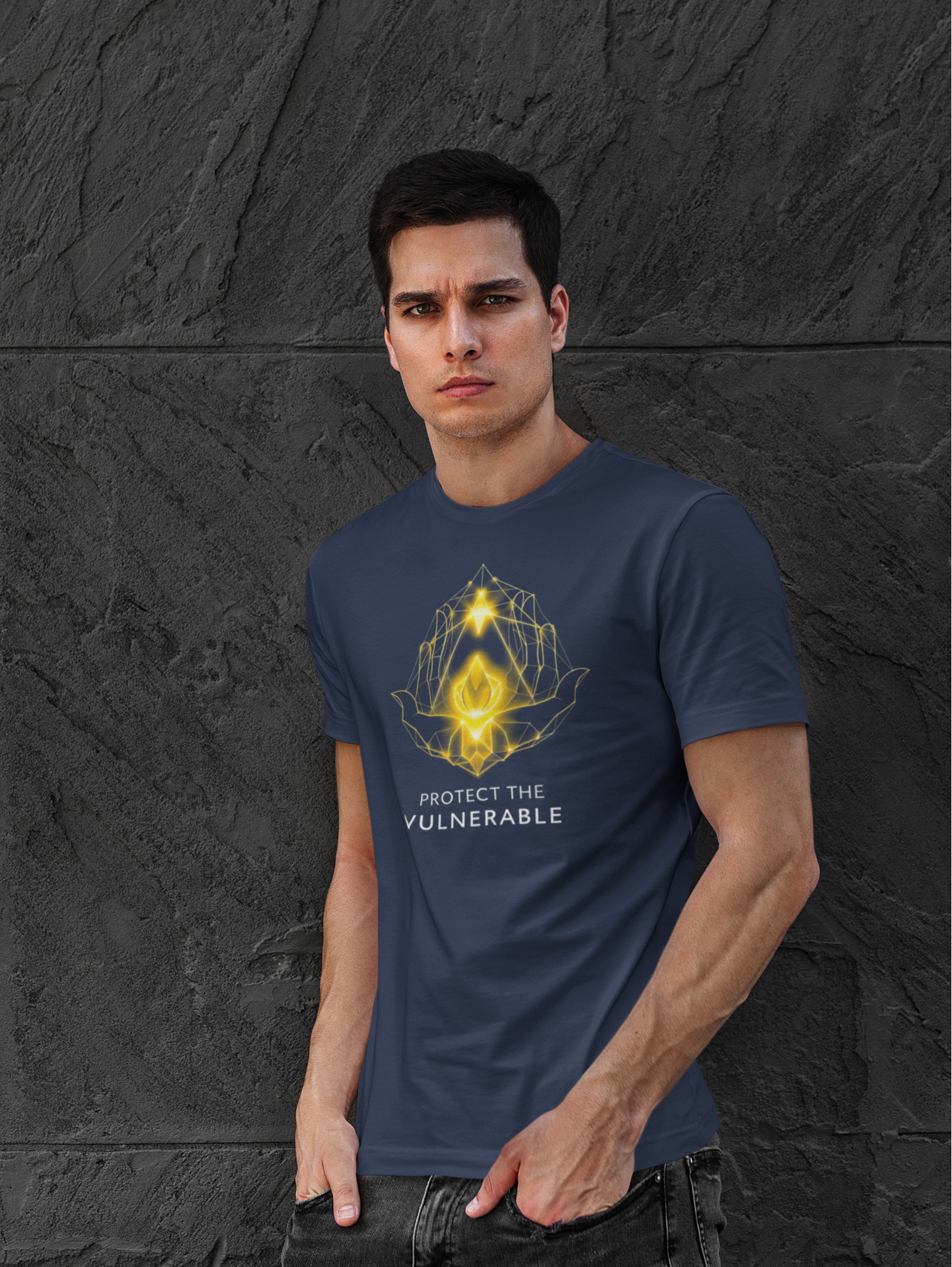 Protect the Vulnerable T-Shirt — Golden Praying Hands Charity Tee