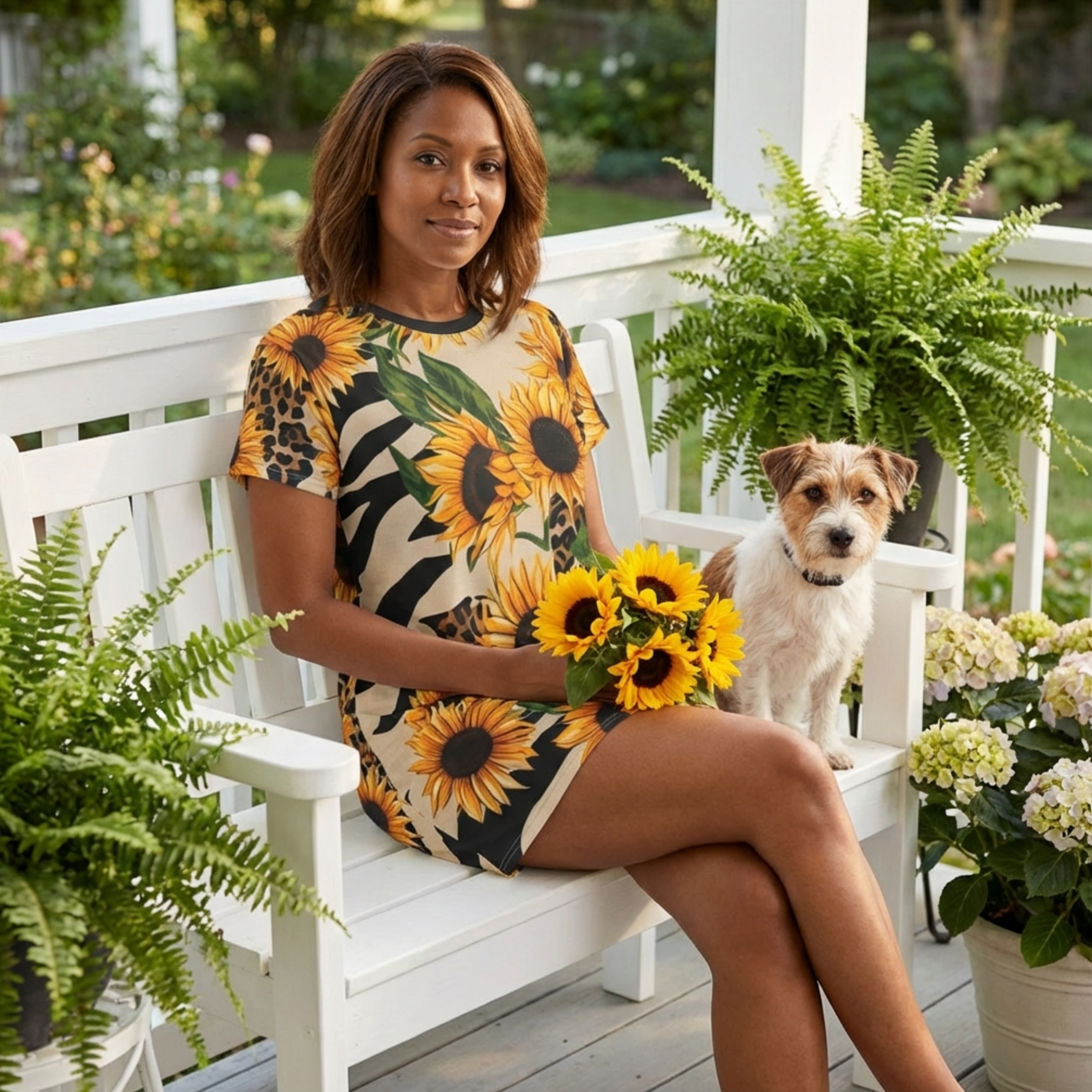 Sunflower Zebra Print T-Shirt Dress product thumbnail image