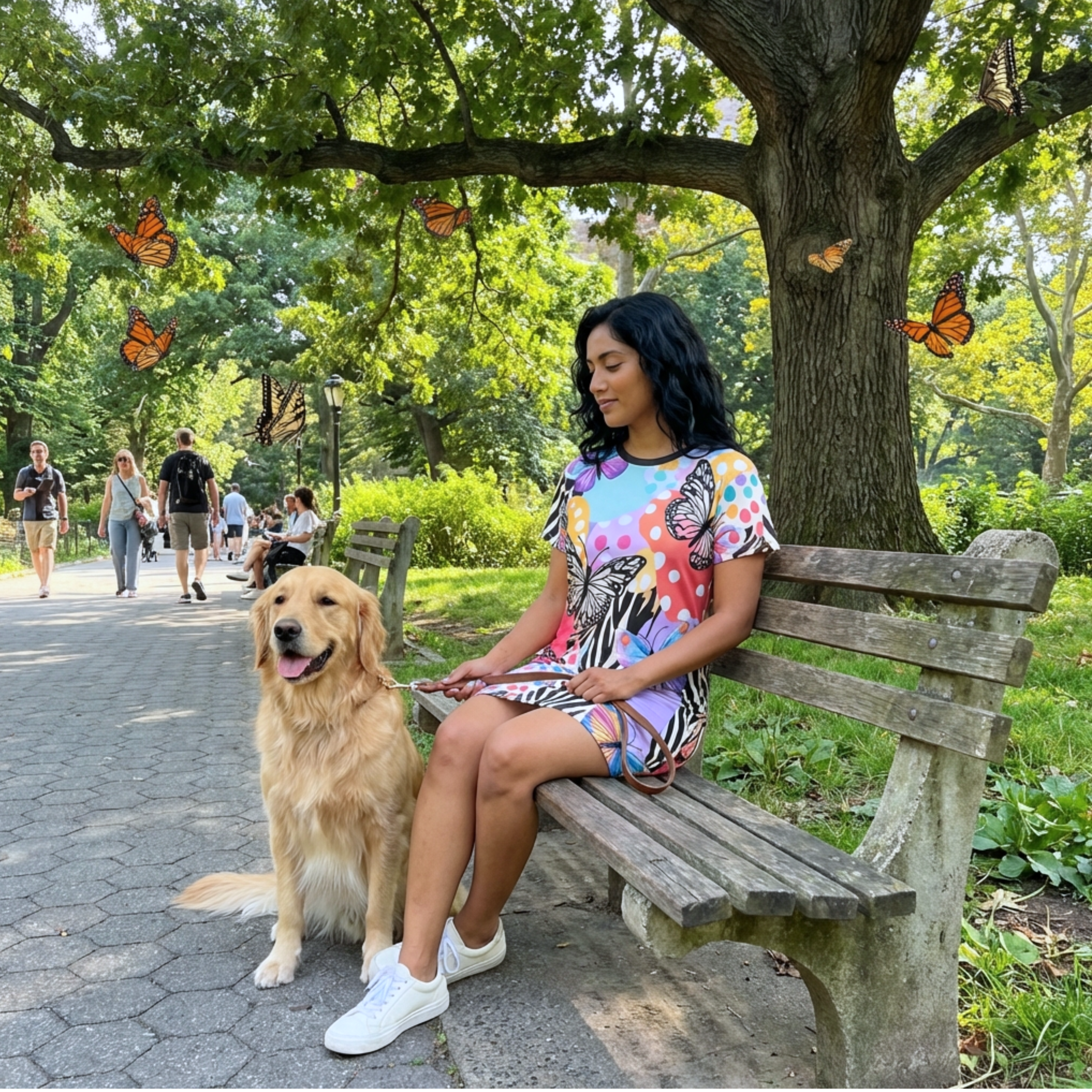 Butterfly Zebra Print T-Shirt Dress — Colorful All-Over-Print Summer Dress product thumbnail image