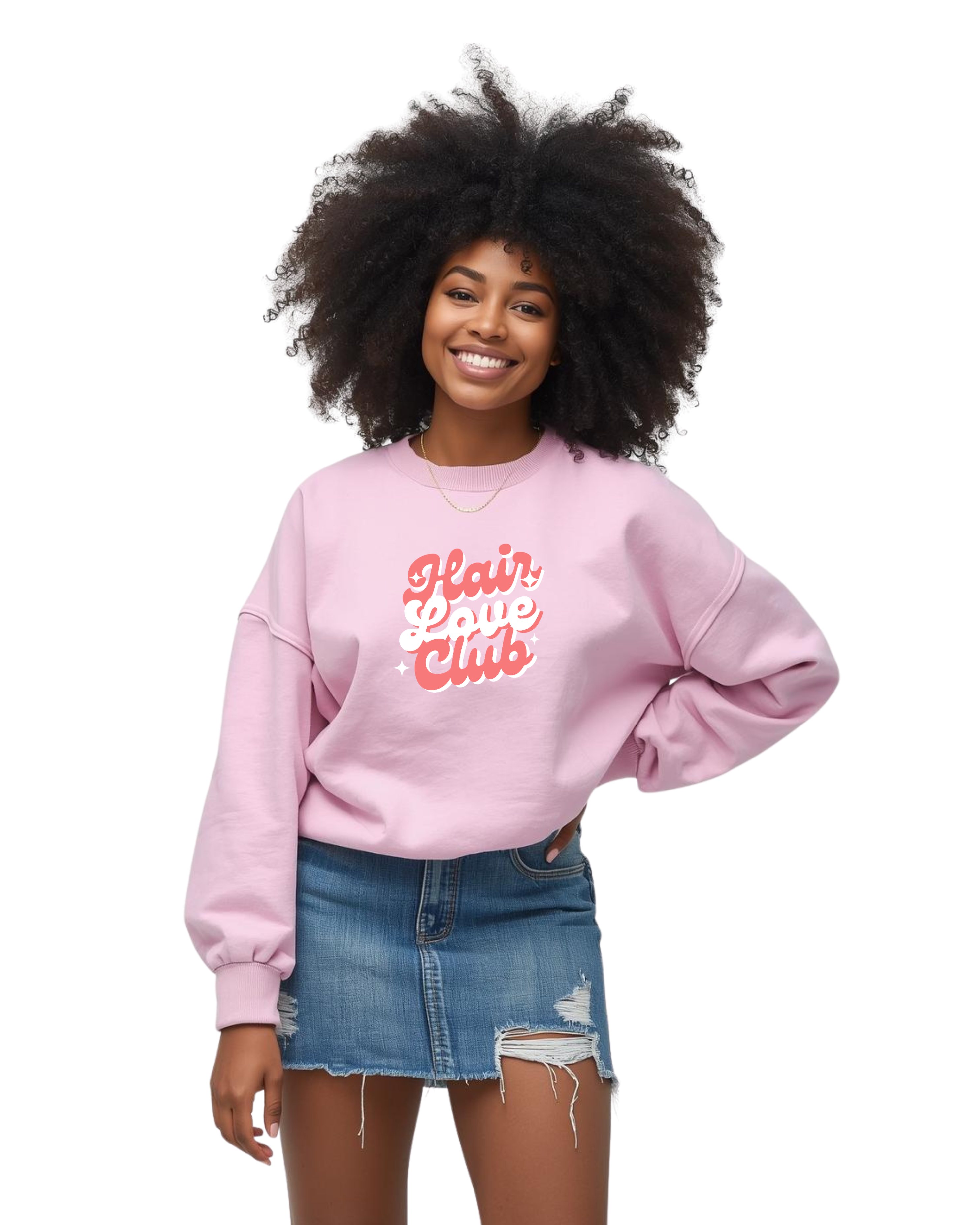 Cute Valentine's Day "Hair Love Club" Graphic Hair Mood Crewneck Sweatshirt product thumbnail image Cute Valentine's Day "Hair Love Club" Graphic Hair Mood Crewneck Sweatshirt product thumbnail image