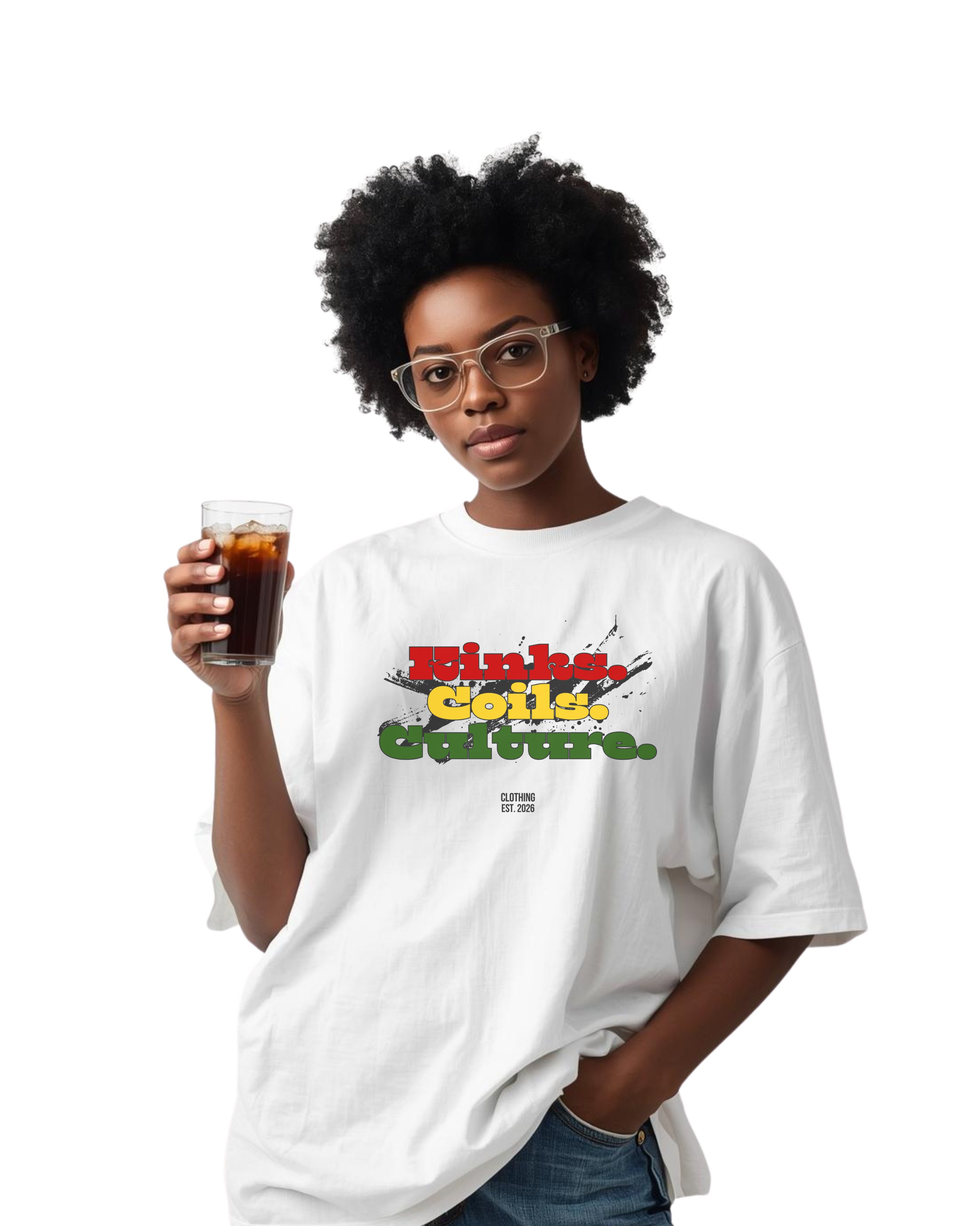 Natural Hair Appreciation "Kinks Coils Culture" Reggae/Black History Month Soft Style Graphic Tee product thumbnail image