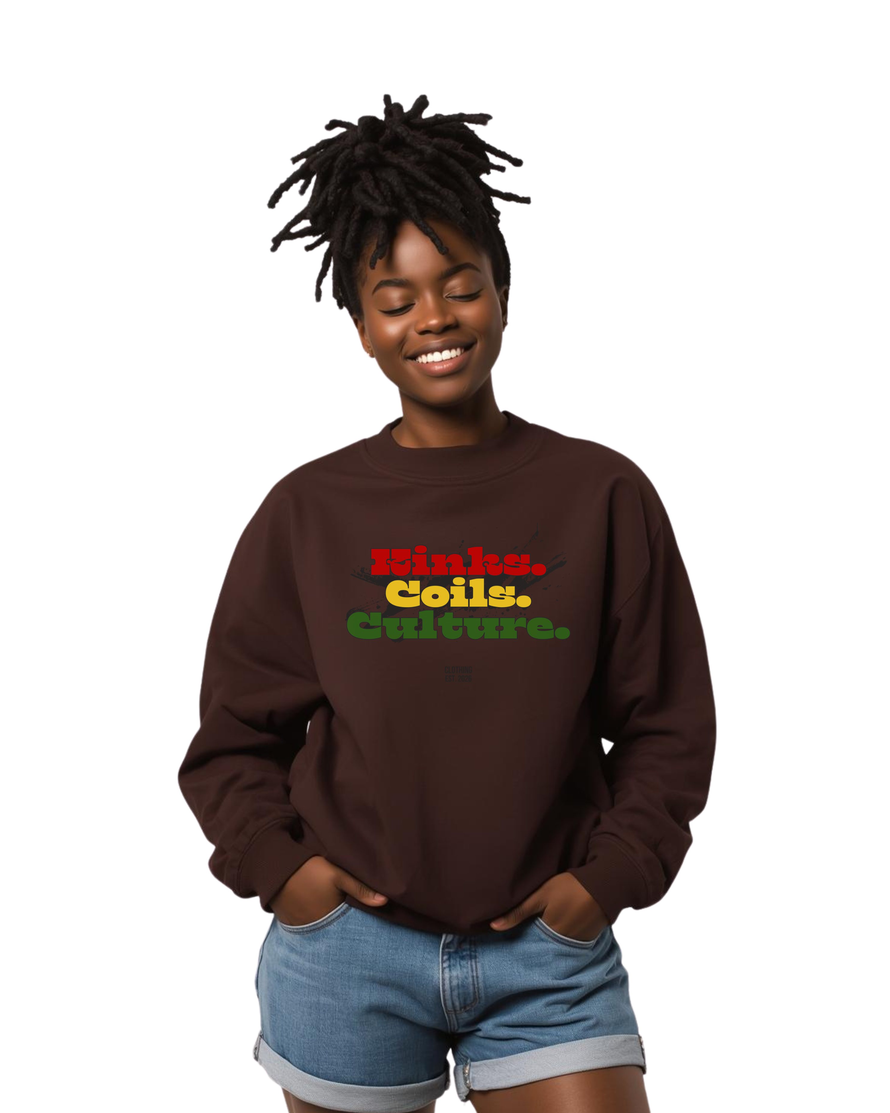 Unisex Comfy Natural Hair "Kinks. Coils. Culture" Black Empowerment Heavy Blend Crewneck Sweatshirt product thumbnail image