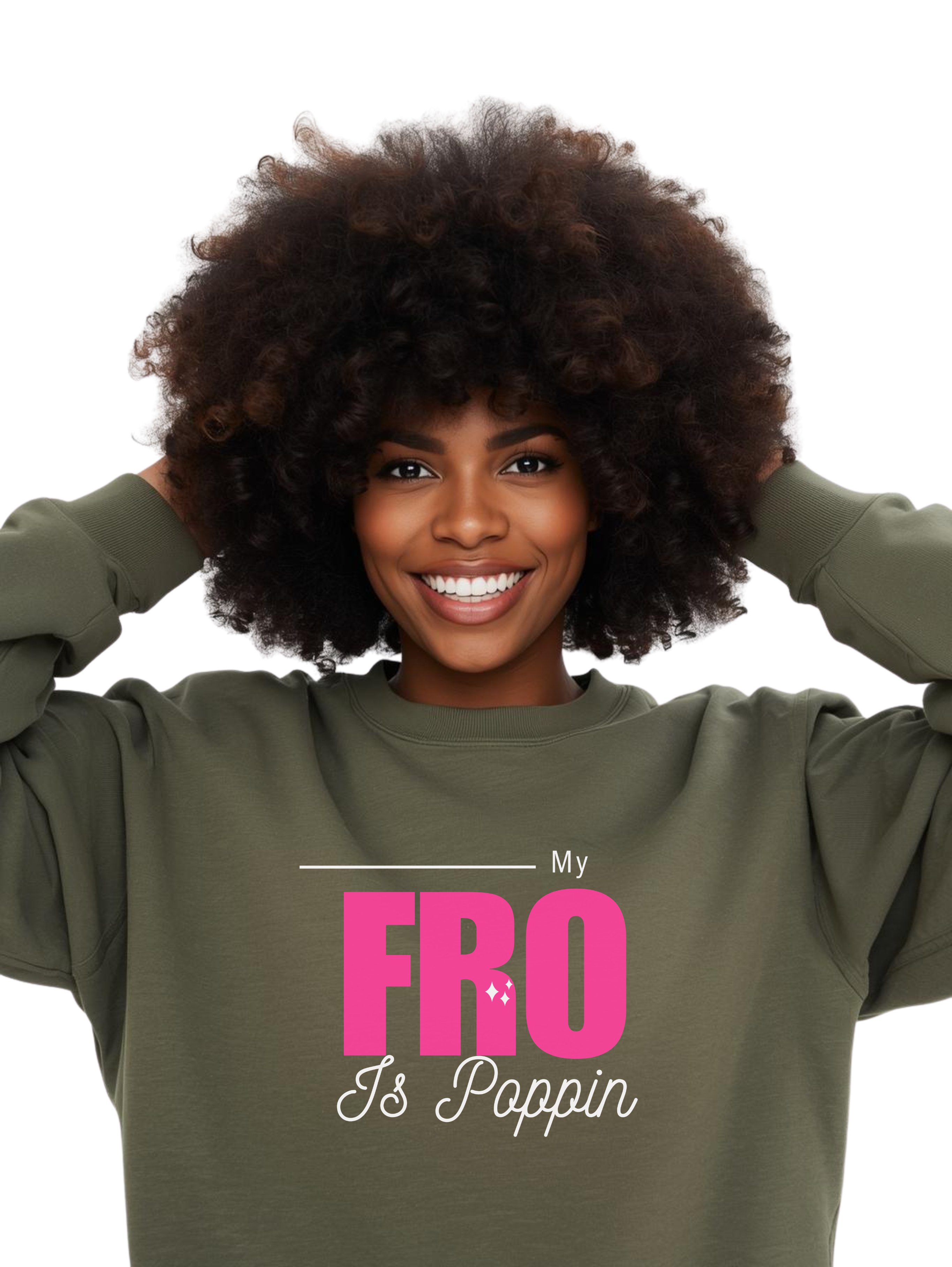 Afro Appreciation Cute Hair Mood Graphic Sweatshirt for Natural Hair Women "My Fro is Poppin" Graphic Pullover product thumbnail image Afro Appreciation Cute Hair Mood Graphic Sweatshirt for Natural Hair Women "My Fro is Poppin" Graphic Pullover product thumbnail image