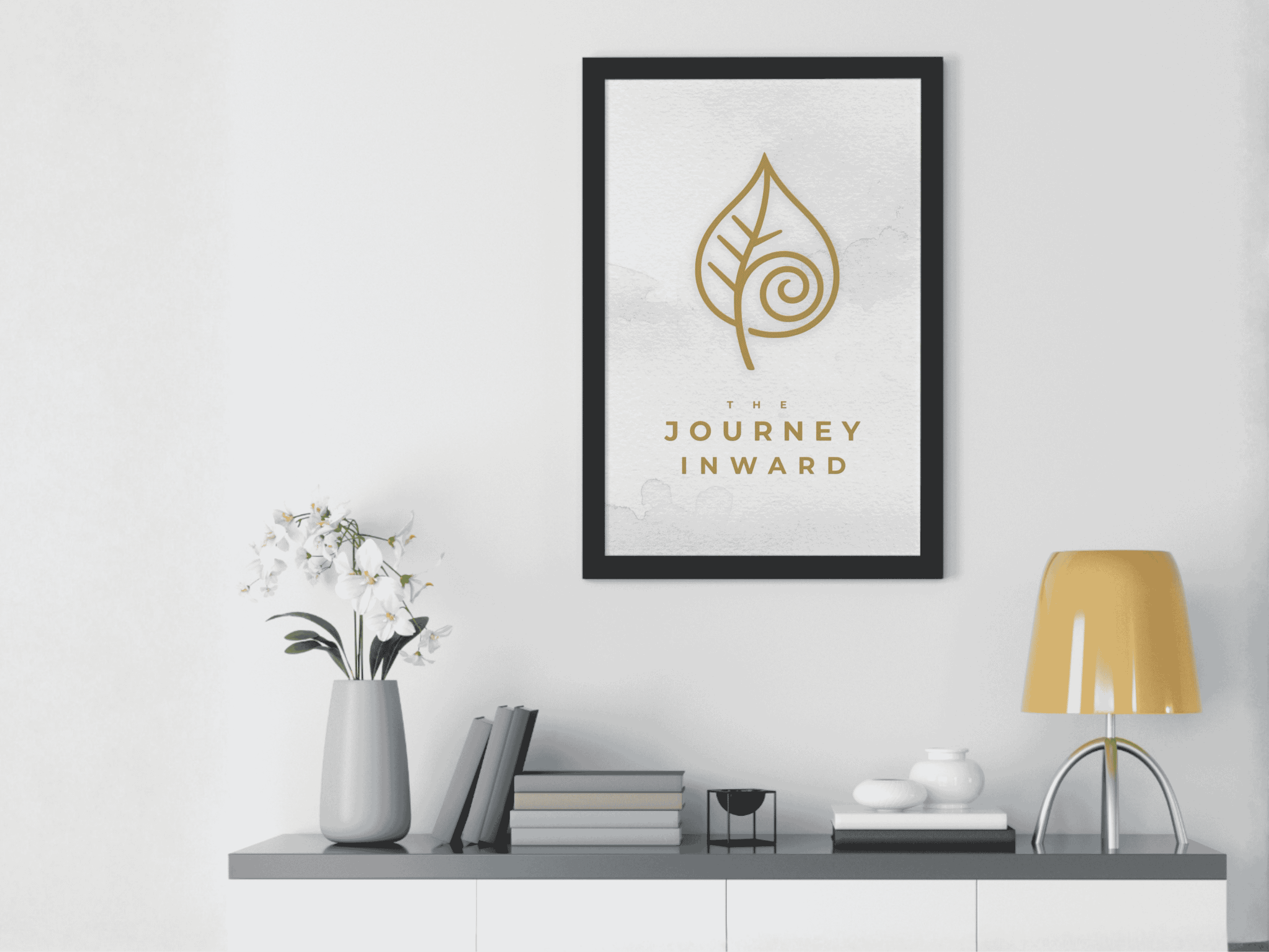 Framed Minimalist Botanical Wall Art, The Journey Inward, Meditation &amp; Yoga Decor, Zen Mindfulness Gift product thumbnail image