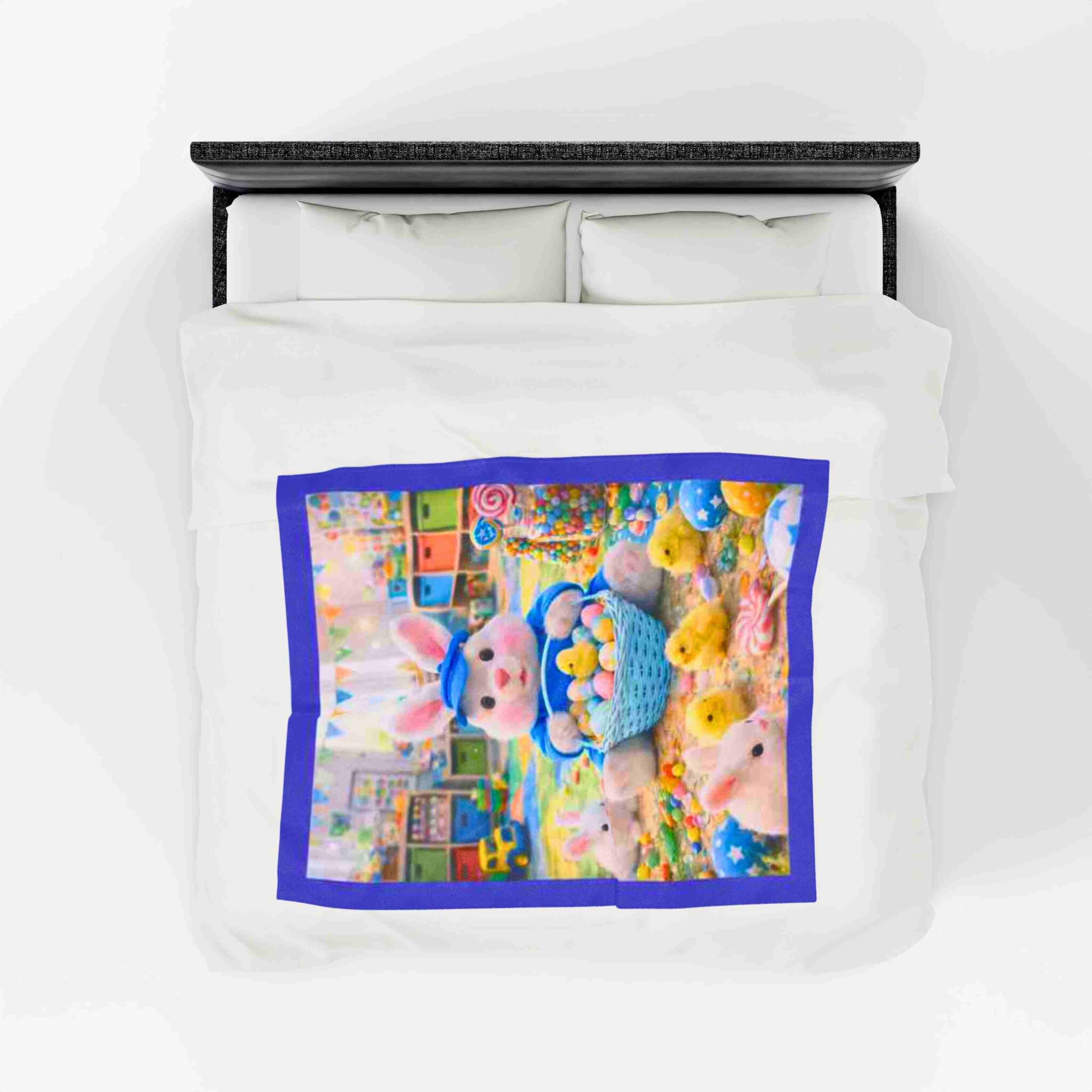 Easter Bunny with Basket Velveteen Plush Blanket | Pastel Spring Decor product thumbnail image