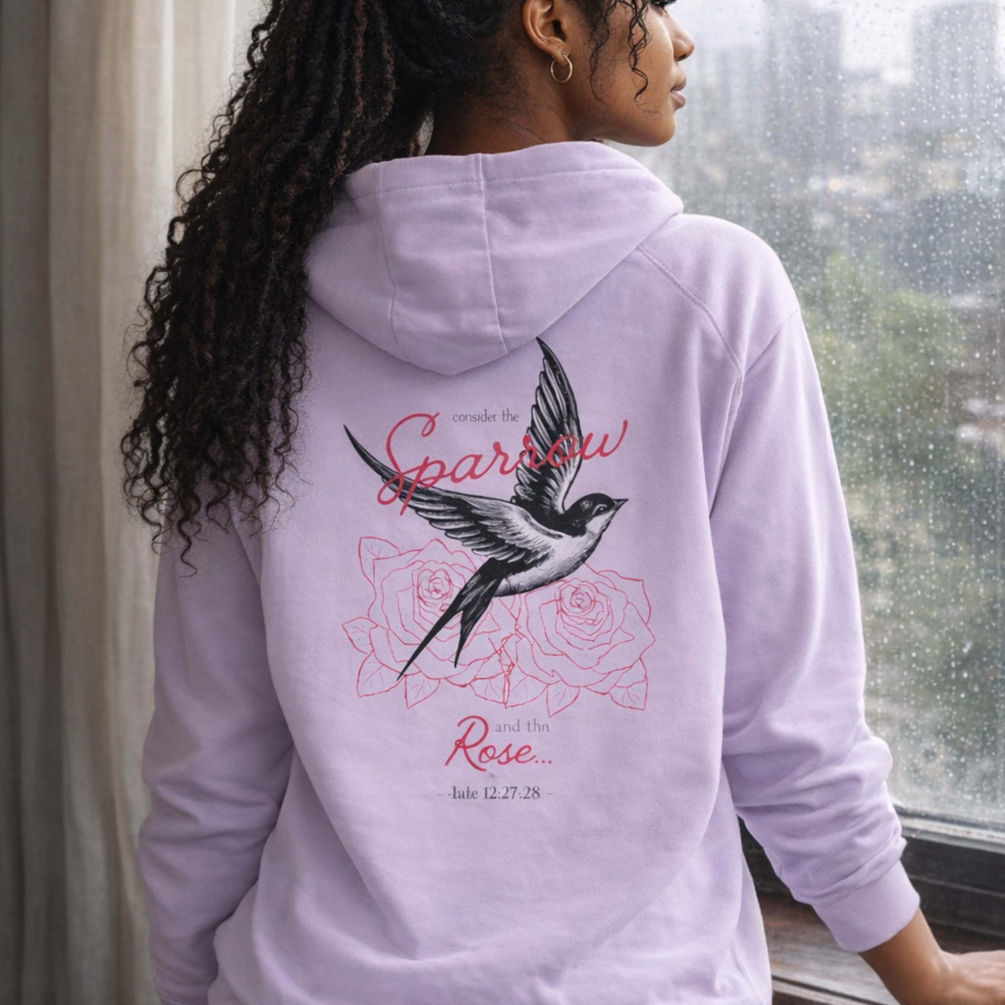 'Sparrow And Rose' Midweight Hoodie 