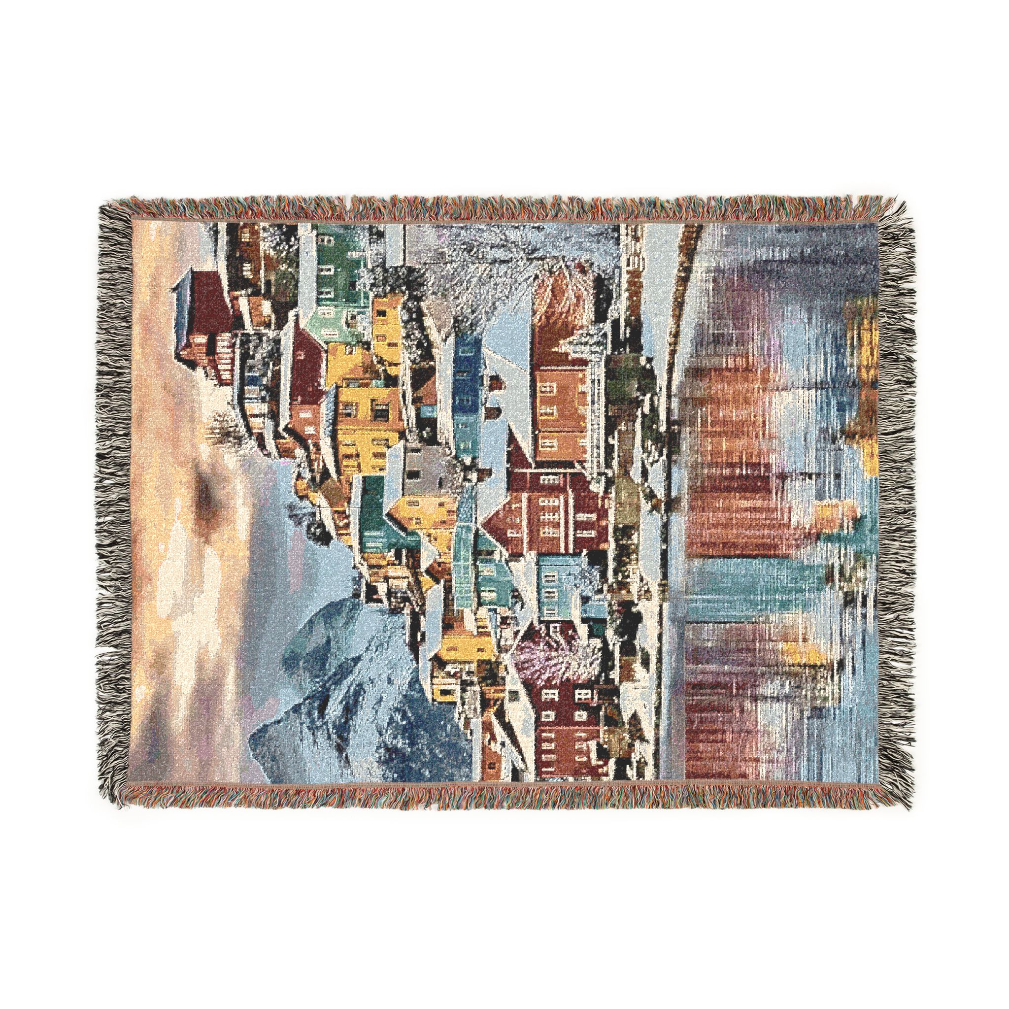 Woven Blanket | Vintage Look Throw, Cozy Boho Blanket for Sofa or Bed, Scandi Home Decor Accent, Fringed Lounge Blanket -