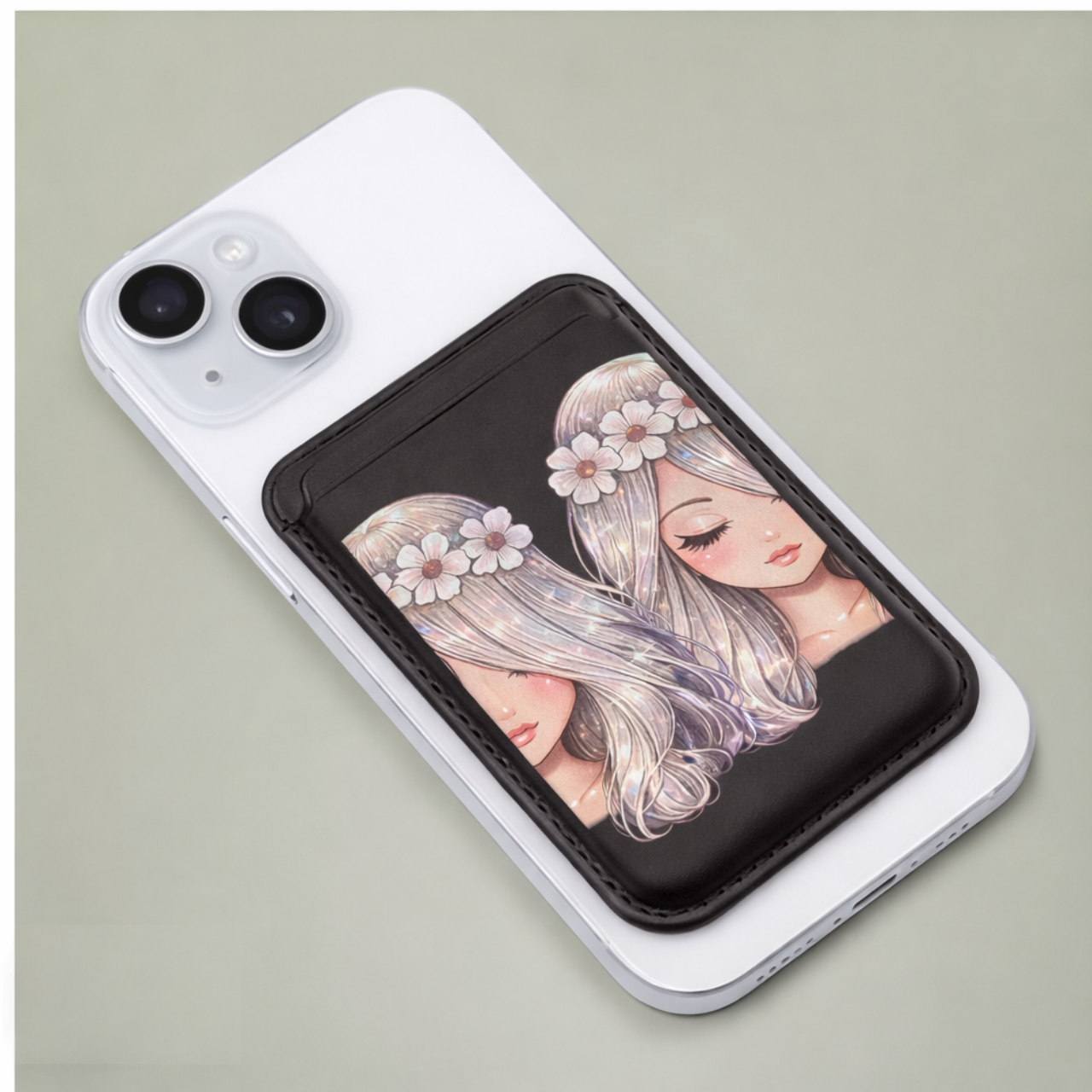 Cute Girl Art Magnetic Card Holder Vegan Phone Wallet (Magsafe® Compatible) product thumbnail image