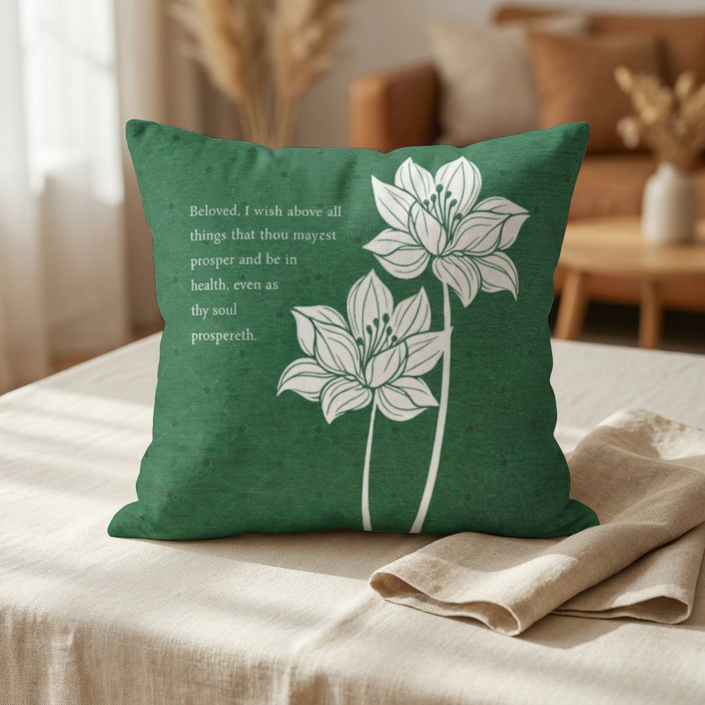 [PILLOW COVER] "Green Health" 18x18 Green Throw Pillow Cover | Elegant KJV Bible | Inspirational Christian Home Decor for Couch Bed  product thumbnail image