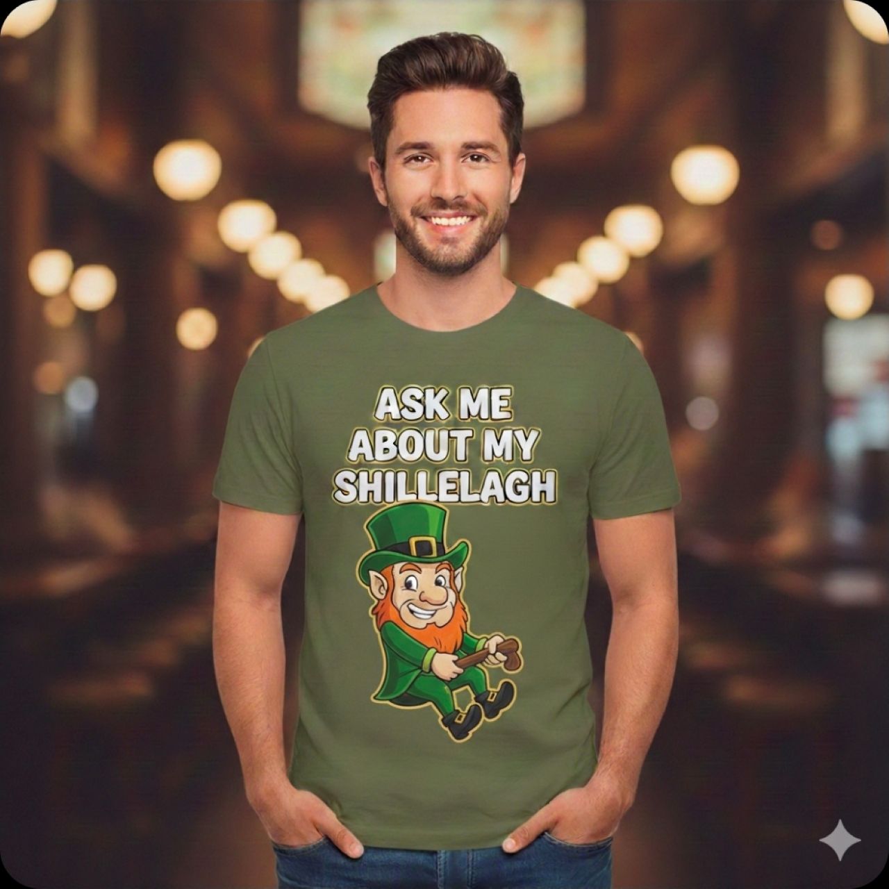 Ask Me About My Shillelagh T-Shirt — Funny Leprechaun St. Patrick’s Day Tee