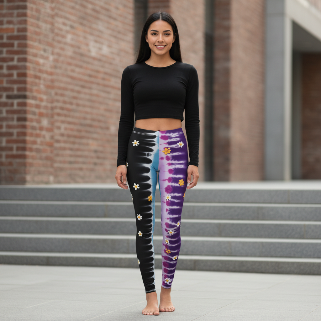 Bohemian Tie-Dye Floral Leggings for Women - Casual & Comfortable Activewear product thumbnail image Bohemian Tie-Dye Floral Leggings for Women - Casual & Comfortable Activewear product thumbnail image
