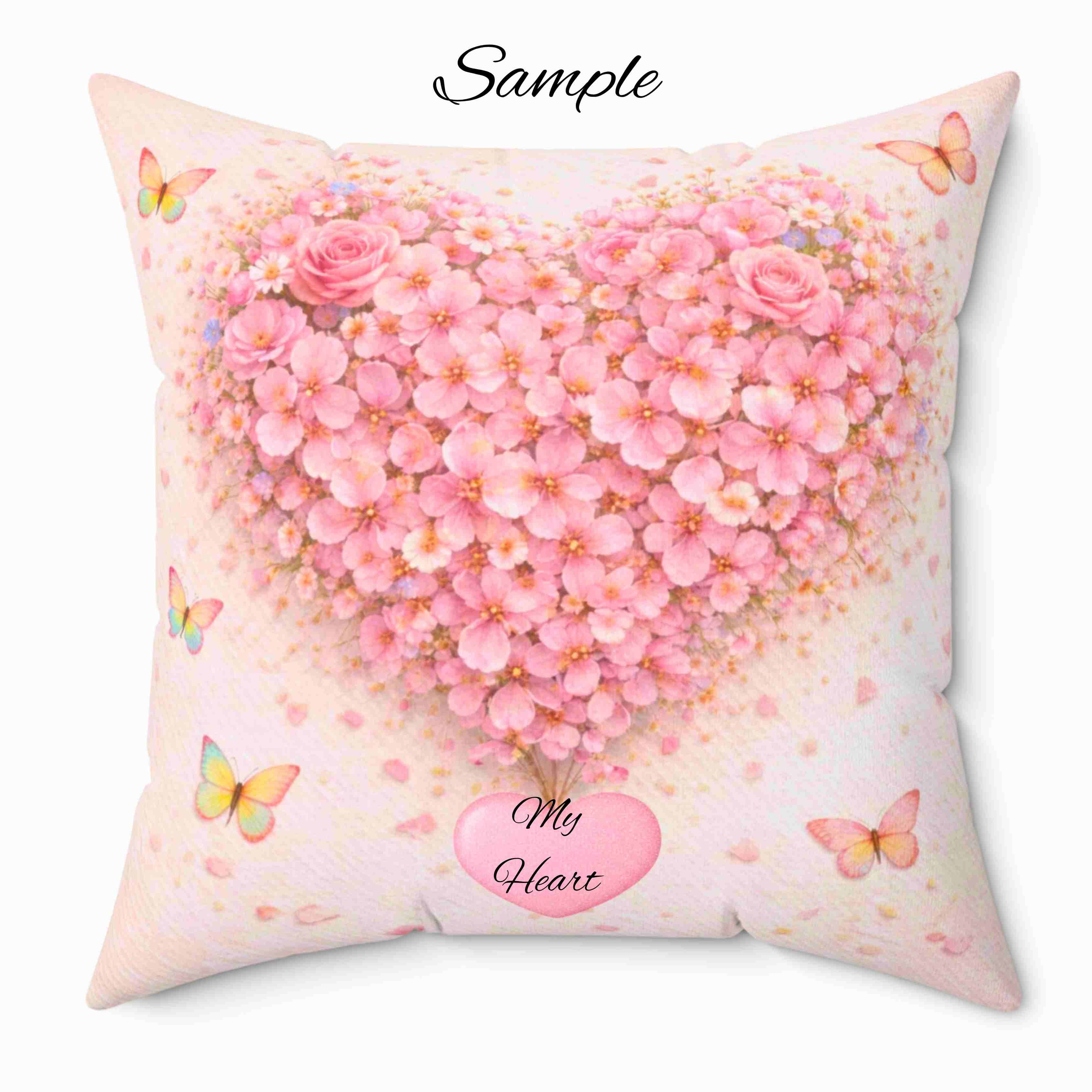 Floral Heart Cushion - Pink Blossom Decorative Throw Pillow for Holidays and Home Decor product thumbnail image Floral Heart Cushion - Pink Blossom Decorative Throw Pillow for Holidays and Home Decor product thumbnail image