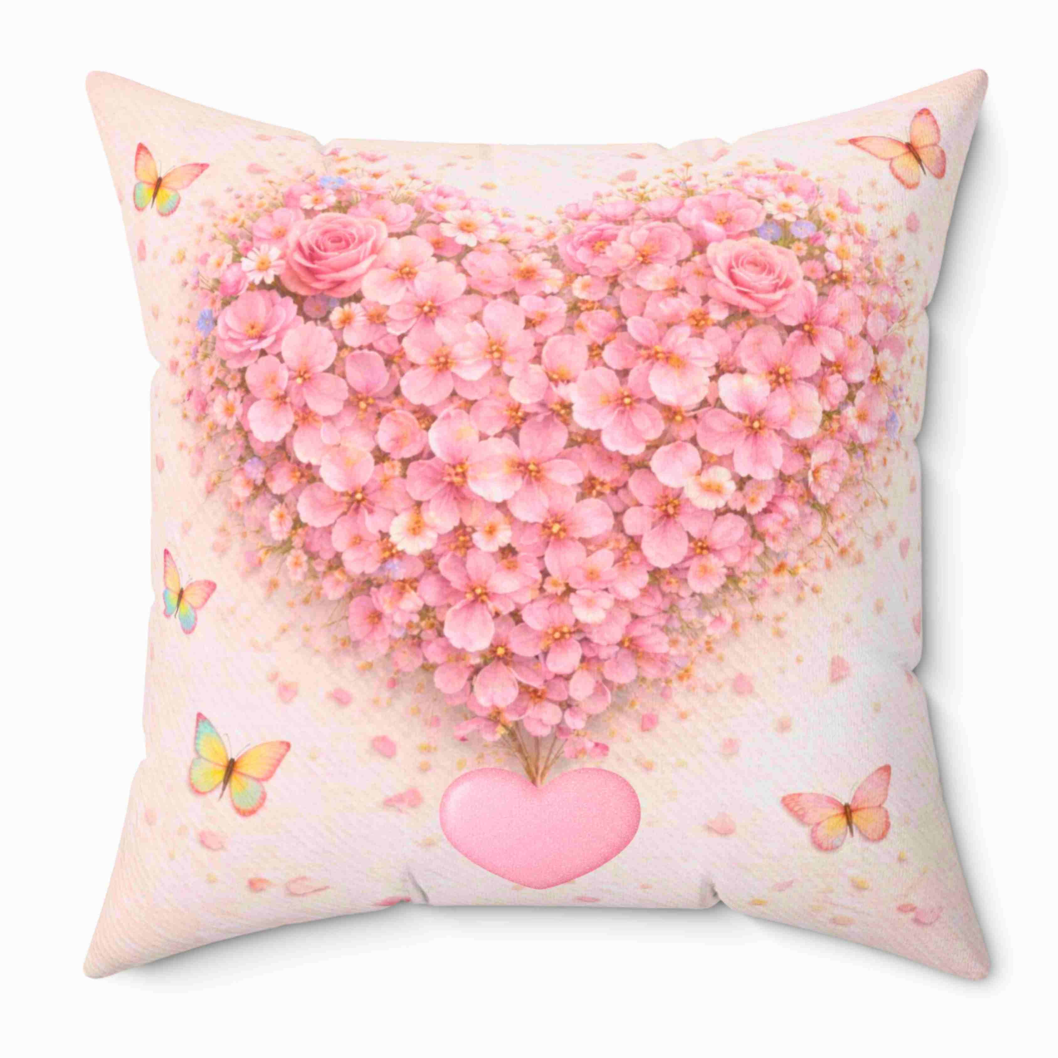 Floral Heart Cushion - Pink Blossom Decorative Throw Pillow for Holidays and Home Decor product thumbnail image Floral Heart Cushion - Pink Blossom Decorative Throw Pillow for Holidays and Home Decor product thumbnail image