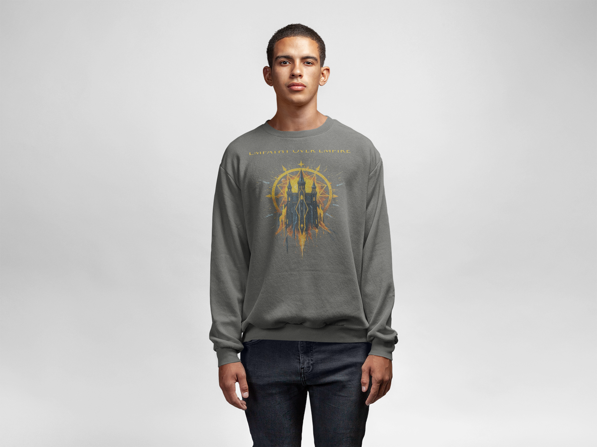 Sweatshirt — "Empathy Over Empire" Graphic Crewneck product thumbnail image Sweatshirt — "Empathy Over Empire" Graphic Crewneck product thumbnail image