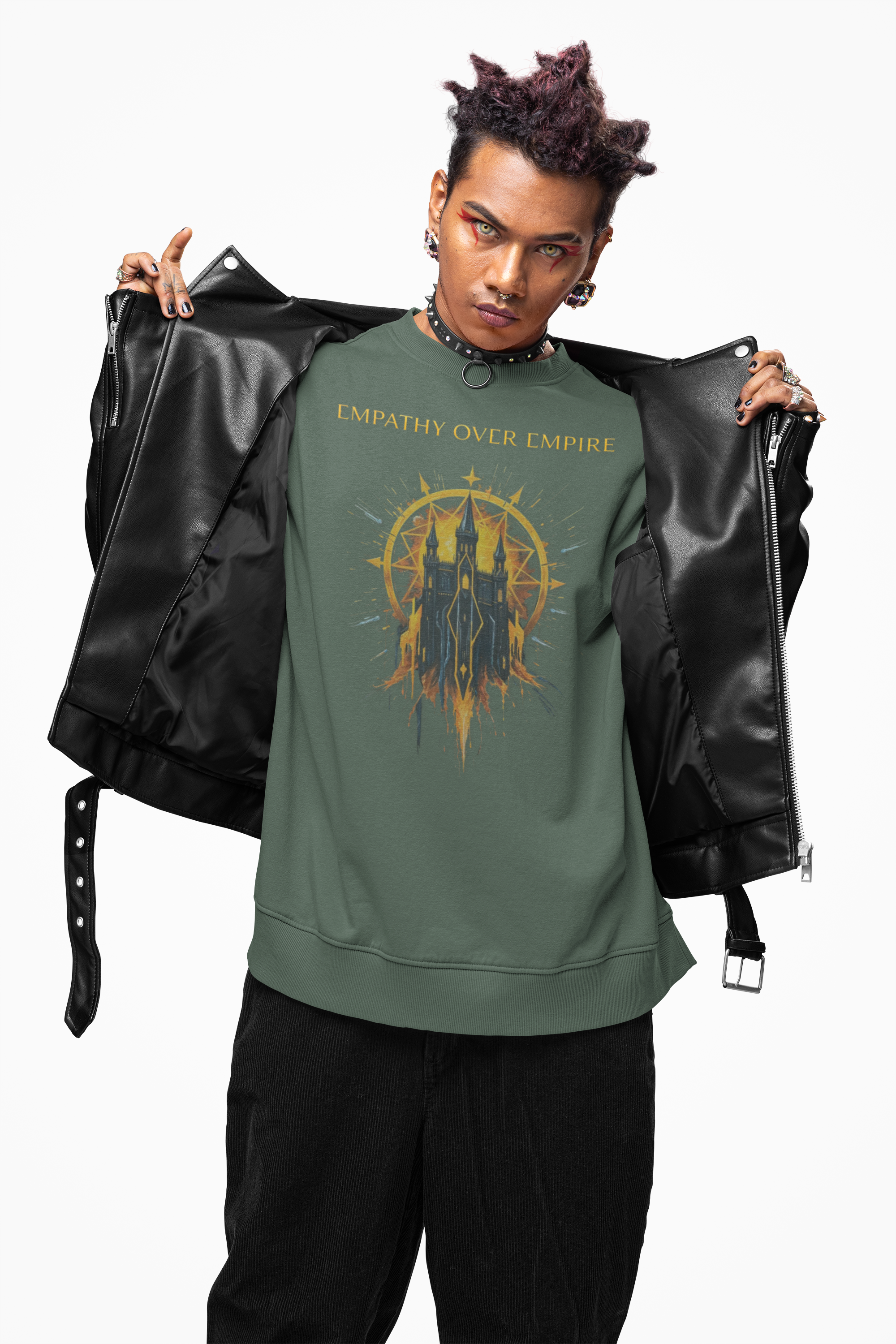 Sweatshirt — "Empathy Over Empire" Graphic Crewneck product thumbnail image Sweatshirt — "Empathy Over Empire" Graphic Crewneck product thumbnail image