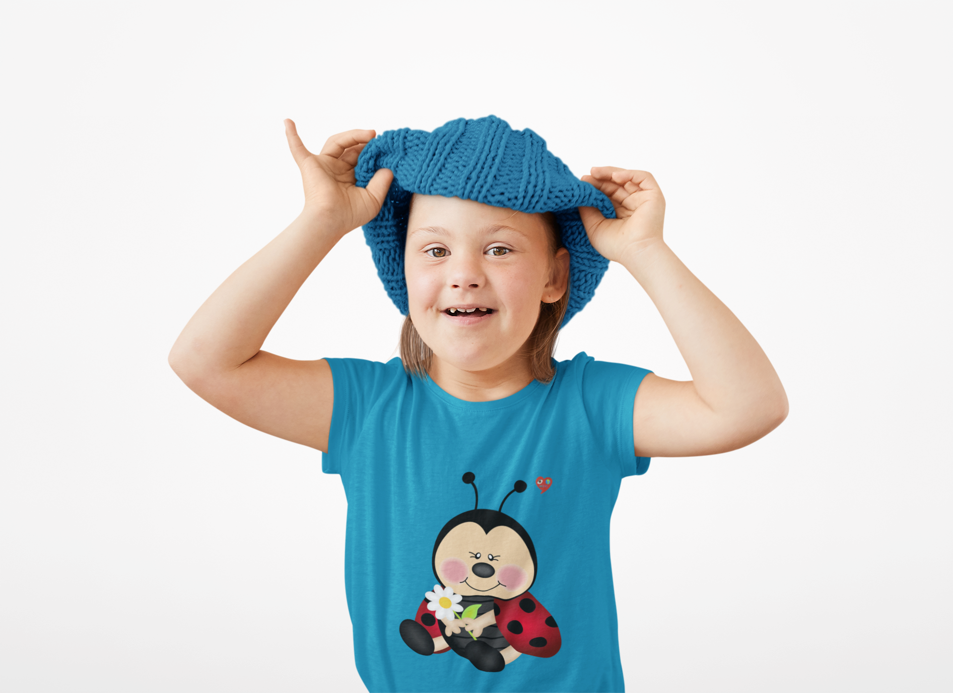 Kids T‑Shirt — Cute Baby Ladybug Holding Flowers Kids Tee product thumbnail image Kids T‑Shirt — Cute Baby Ladybug Holding Flowers Kids Tee product thumbnail image