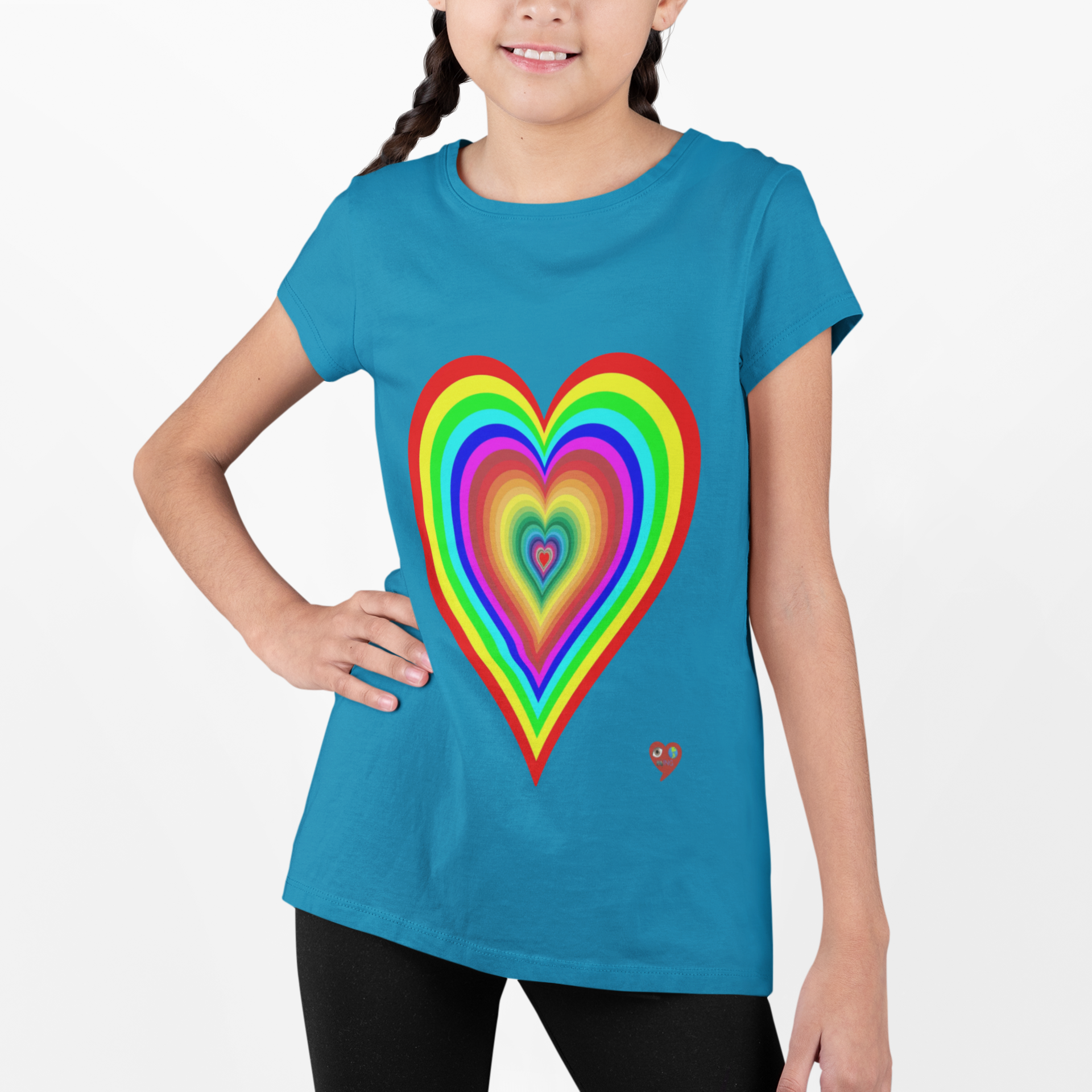 Kids Rainbow Heart T-Shirt — Colorful Layered Heart Design product thumbnail image Kids Rainbow Heart T-Shirt — Colorful Layered Heart Design product thumbnail image