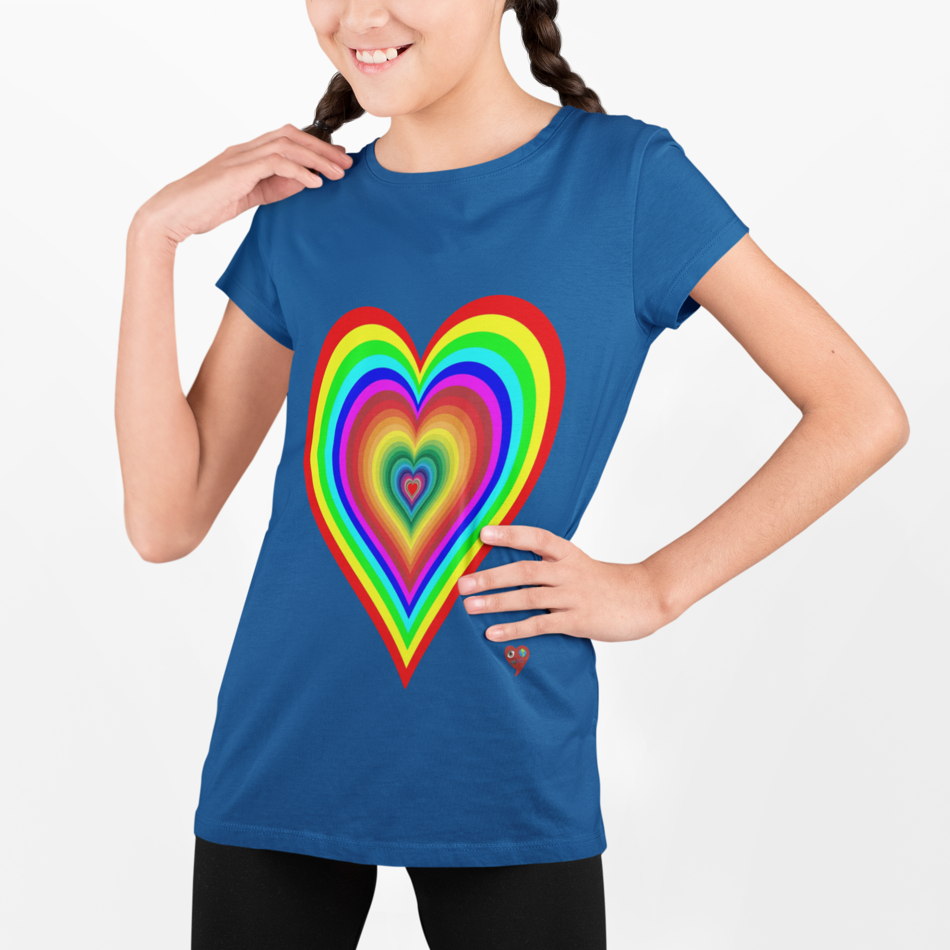 Kids Rainbow Heart T-Shirt — Colorful Layered Heart Design product thumbnail image