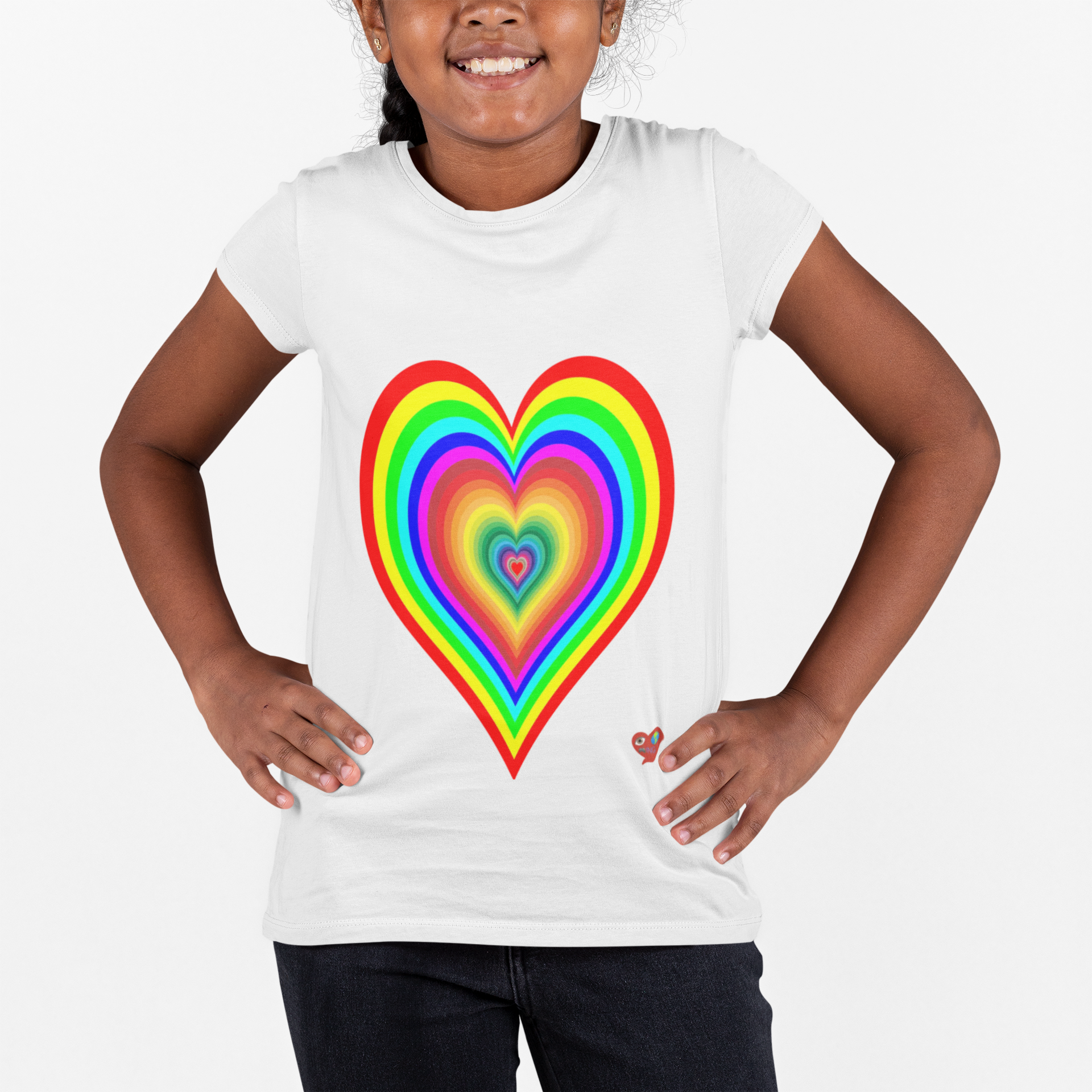 Kids Rainbow Heart T-Shirt — Colorful Layered Heart Design product thumbnail image Kids Rainbow Heart T-Shirt — Colorful Layered Heart Design product thumbnail image