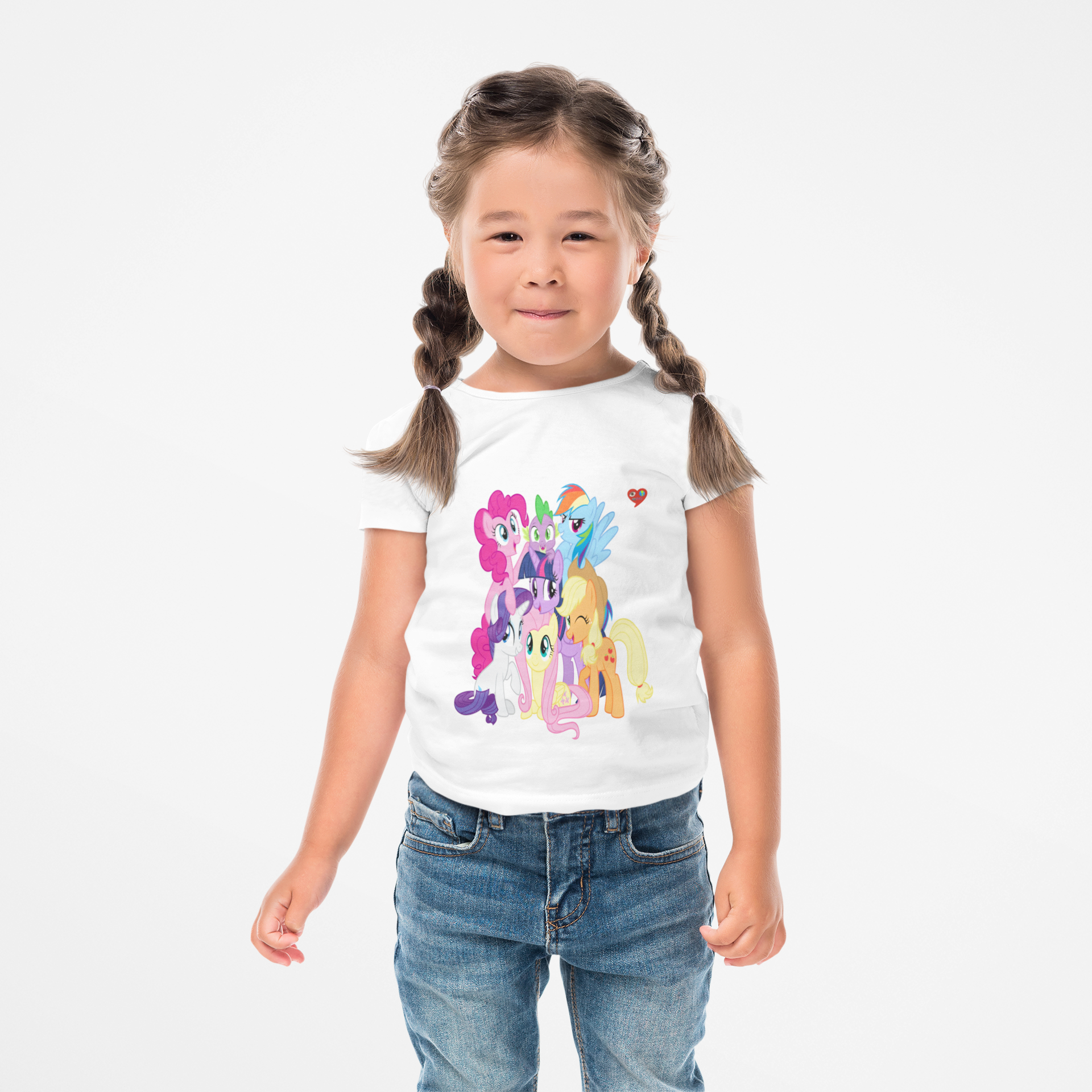 Kids Tee — Colorful Cartoon Ponies Friendship Graphic product thumbnail image