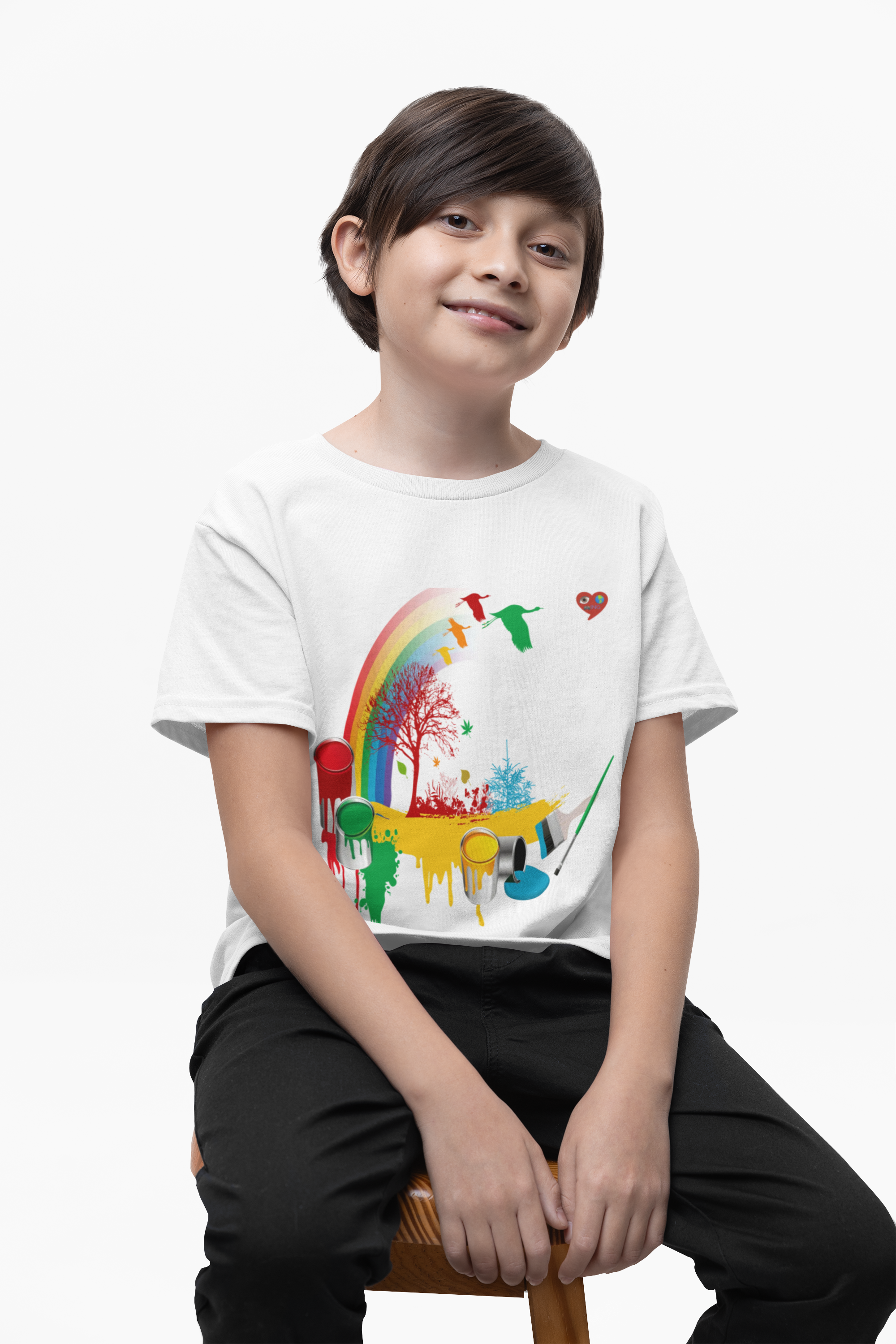 Kids T‑Shirt — Colorful Rainbow Paint Drip Design product thumbnail image